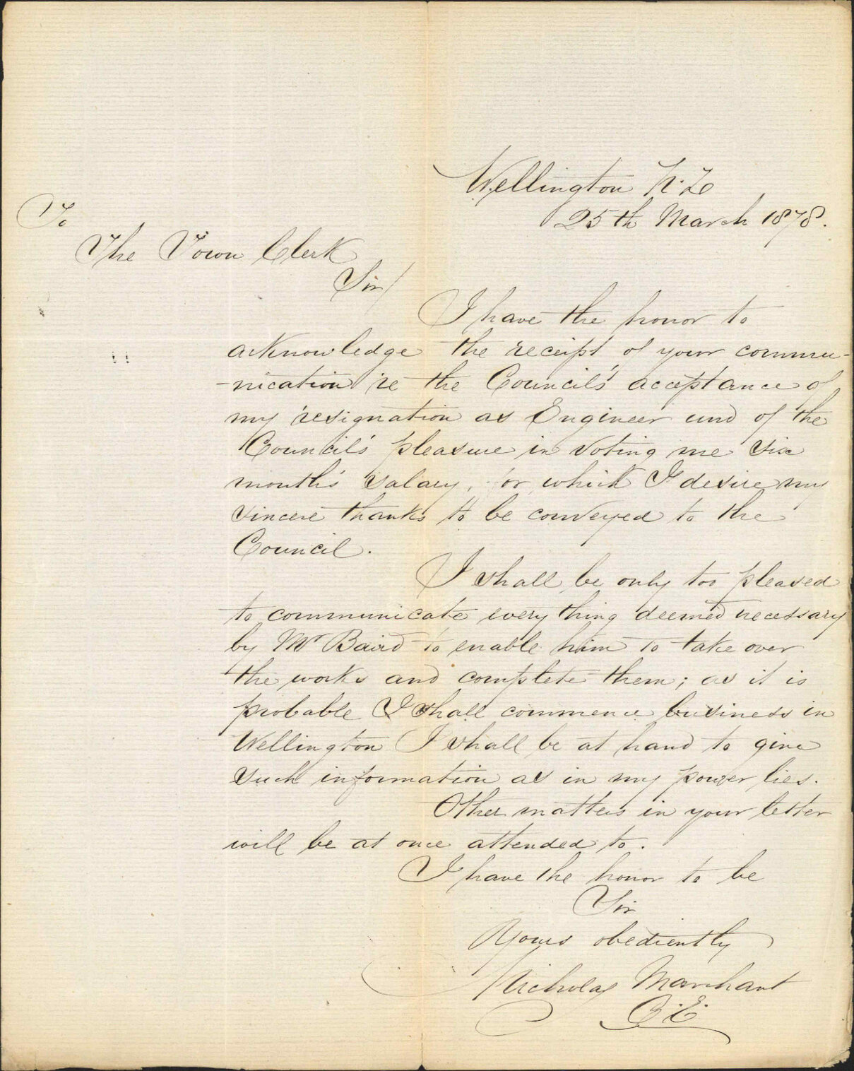 Re thanking for resignation accepted and pay off - Nicholas Marchant