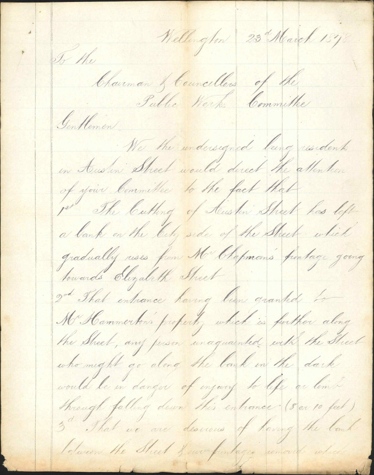 Re formation of Austin Street - J G Chapman