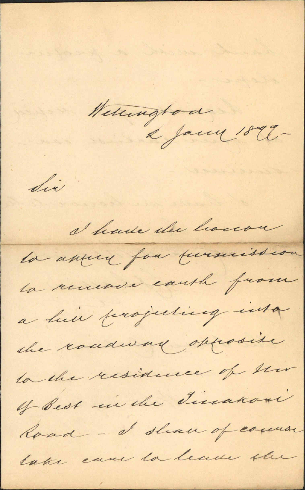 Re removal of earth, Tinakori Road - C J Batkin