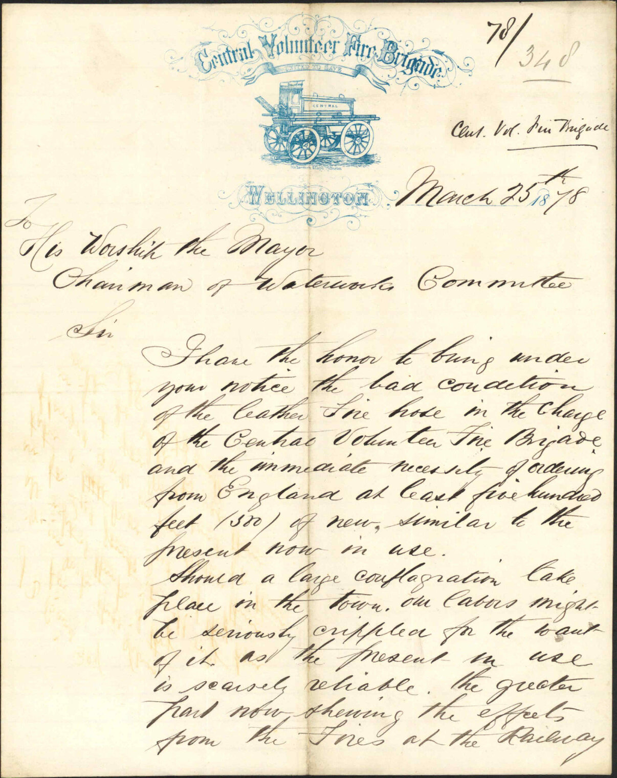 Re condition of leather fire hose - Wellington Volunteer Fire Brigade