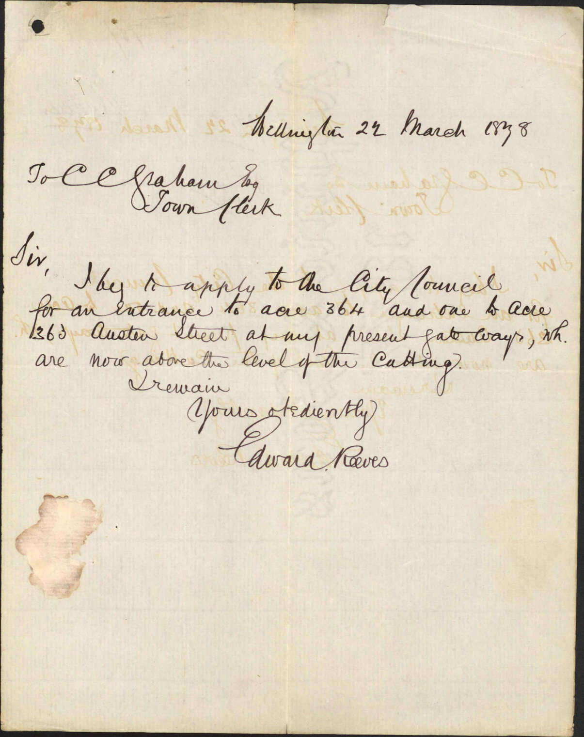 Re applying for entrances to properties on Austin Street - Edward Reeves