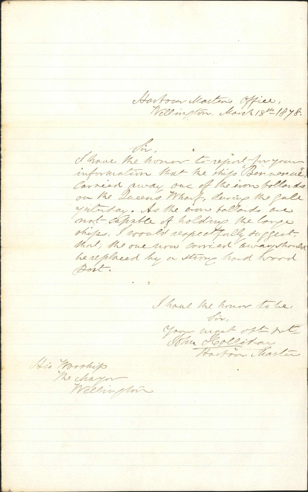 Re ballast at wharf - Harbour Master's Office