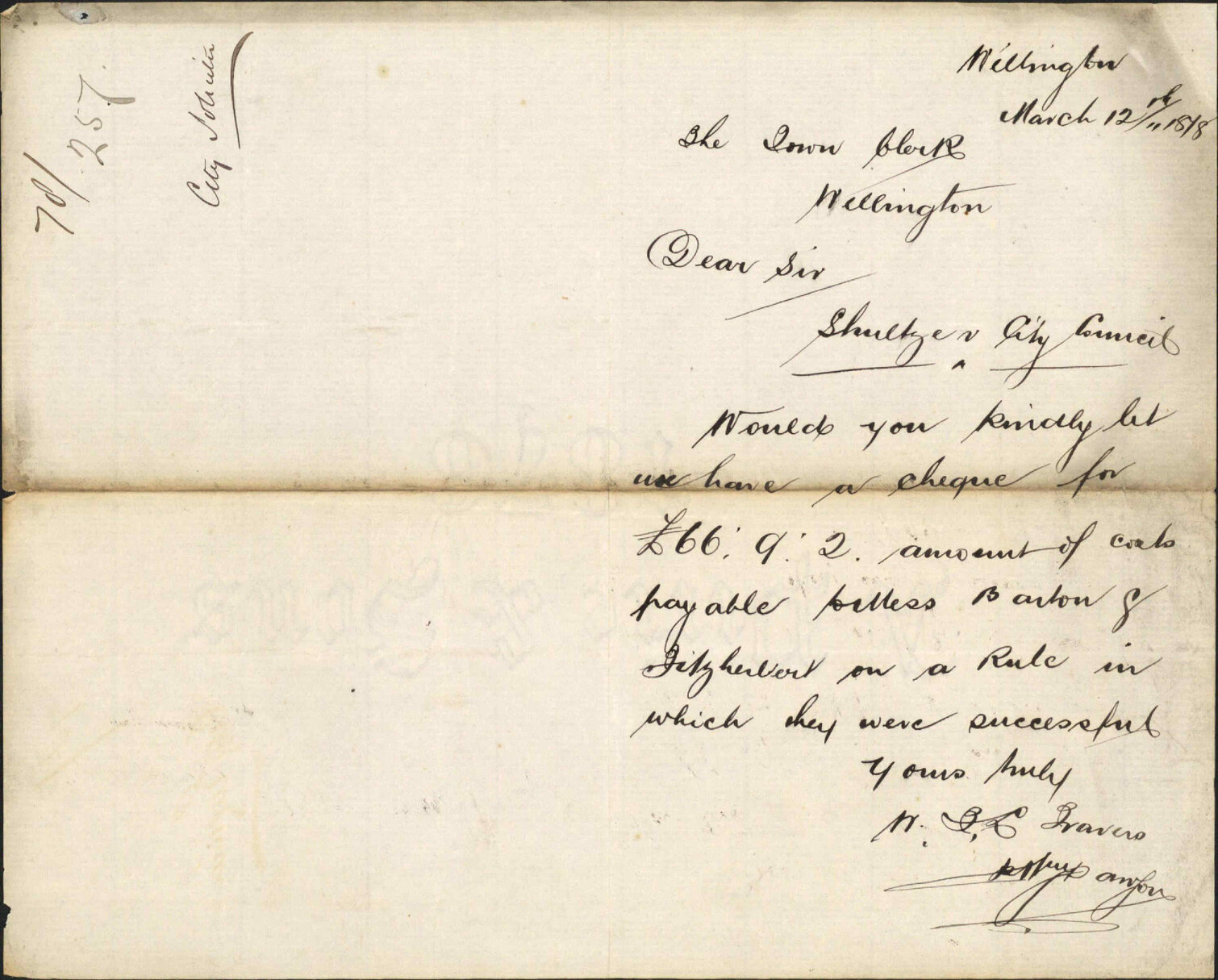 Re cheque for payment of the Schultze v City Council case- City Solicitor