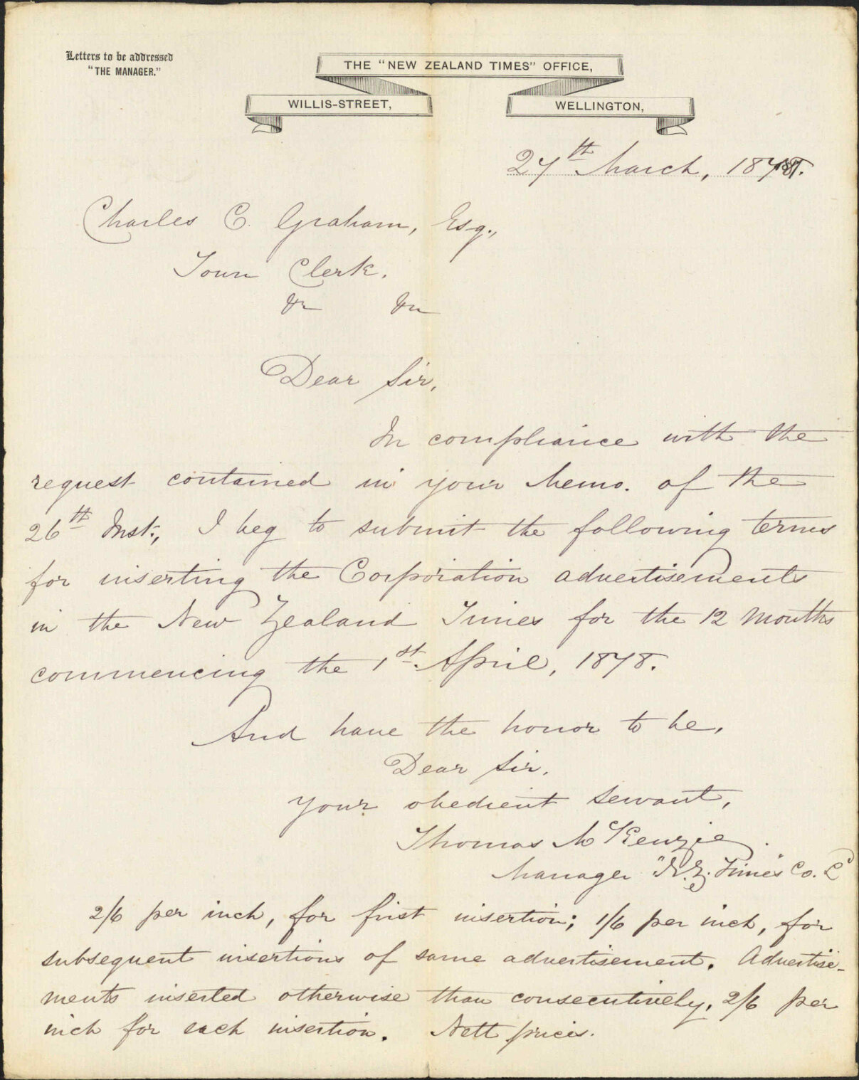 Re inserting advertisement in New Zealand Times - New Zealand Times