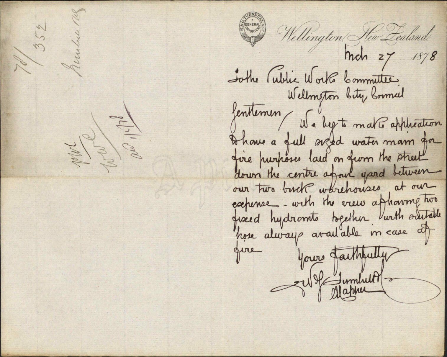 Re laying water main - W and G Turnbull, General Importers