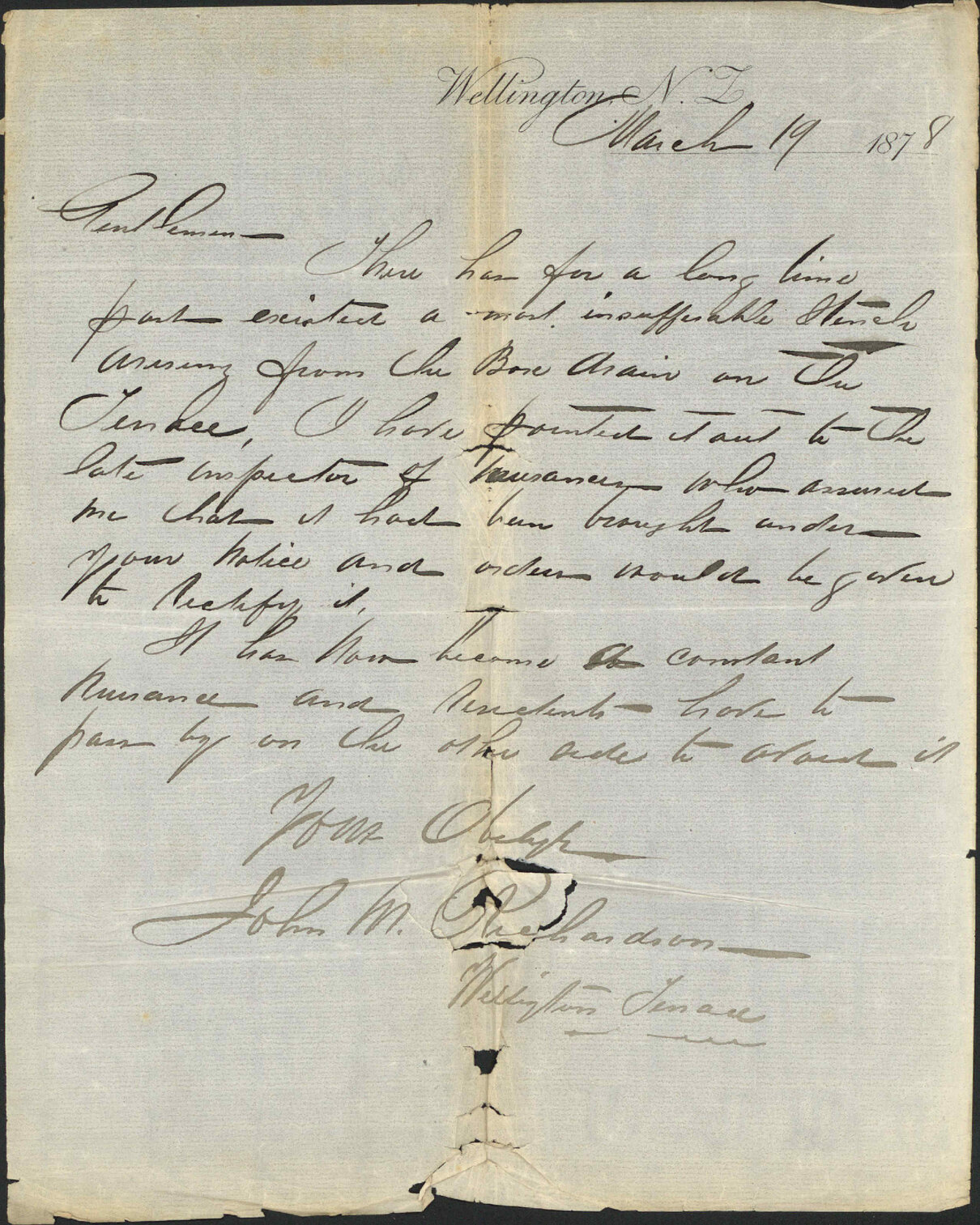 Re complaining of stench from drain - Mr Richardson