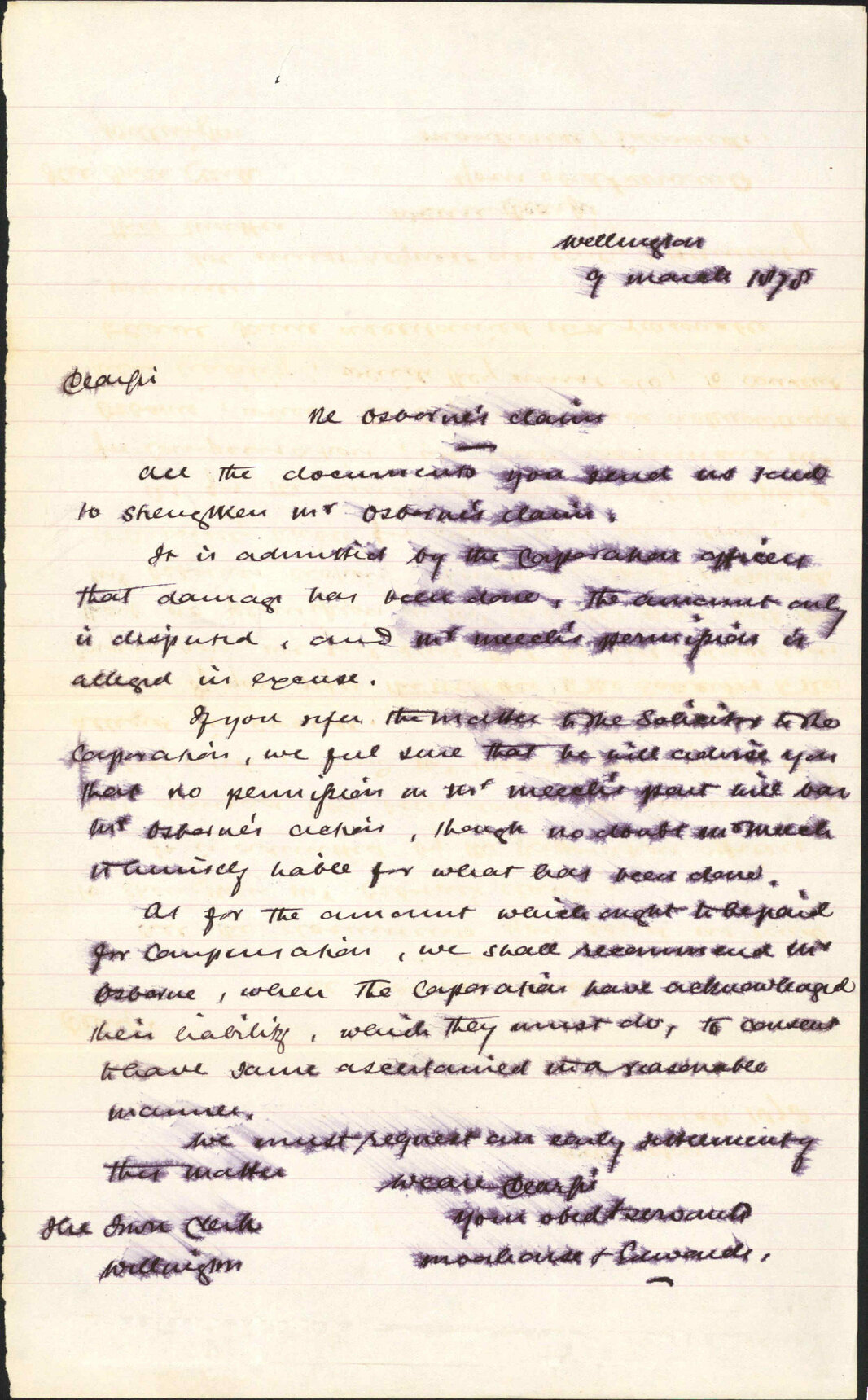 Re Mr Osbornes claim re damages to property Roxburgh Street - Moorhouse and Edwards