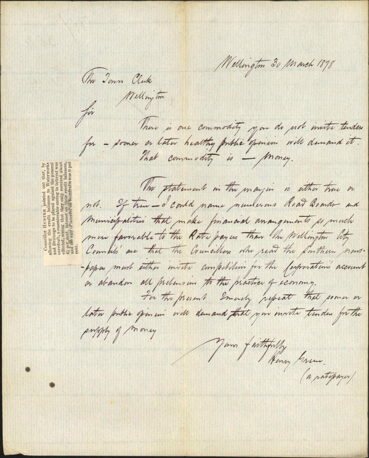 Re financial matters - Henry Green