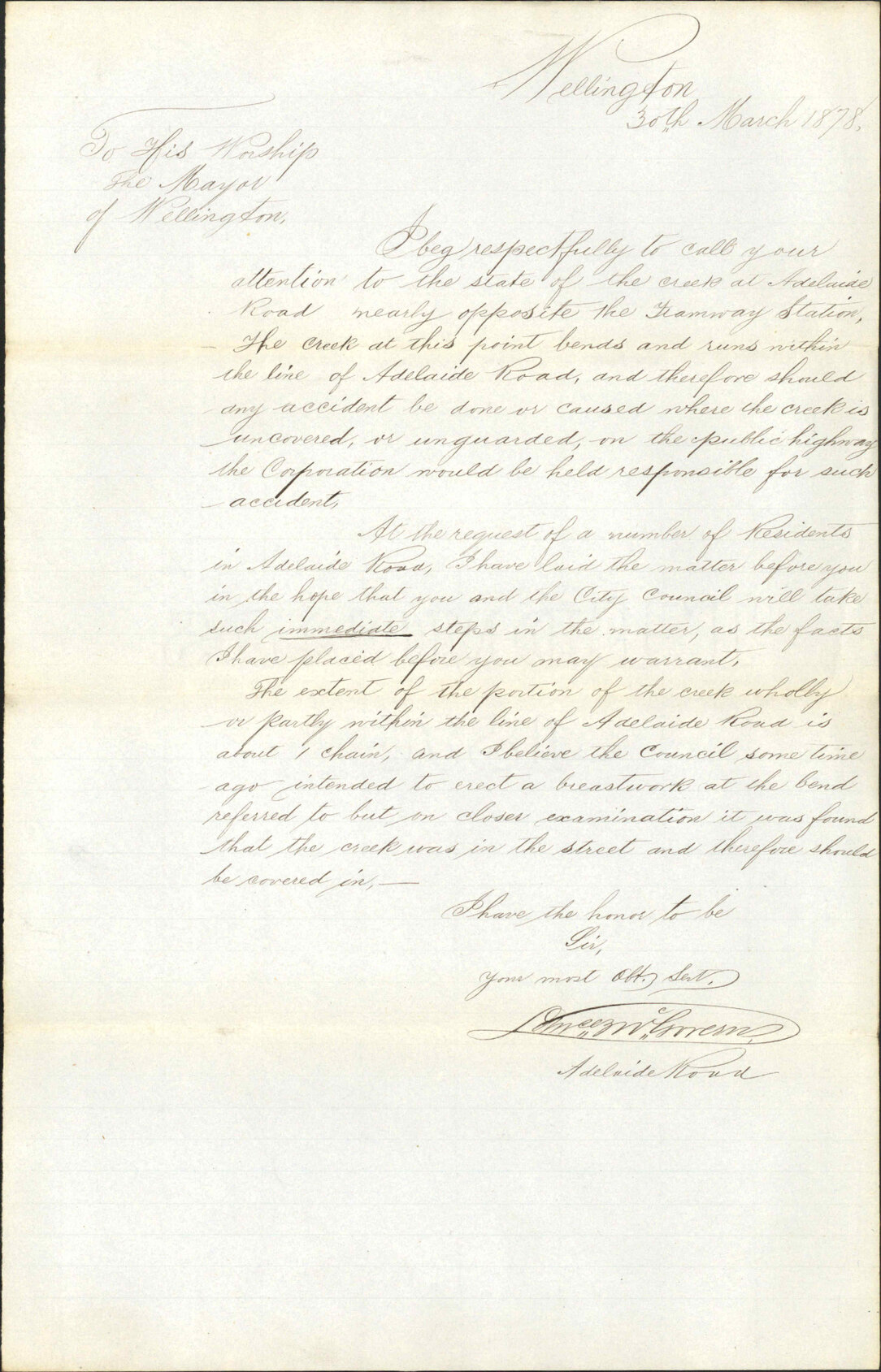 Re creek in Adelaide Road