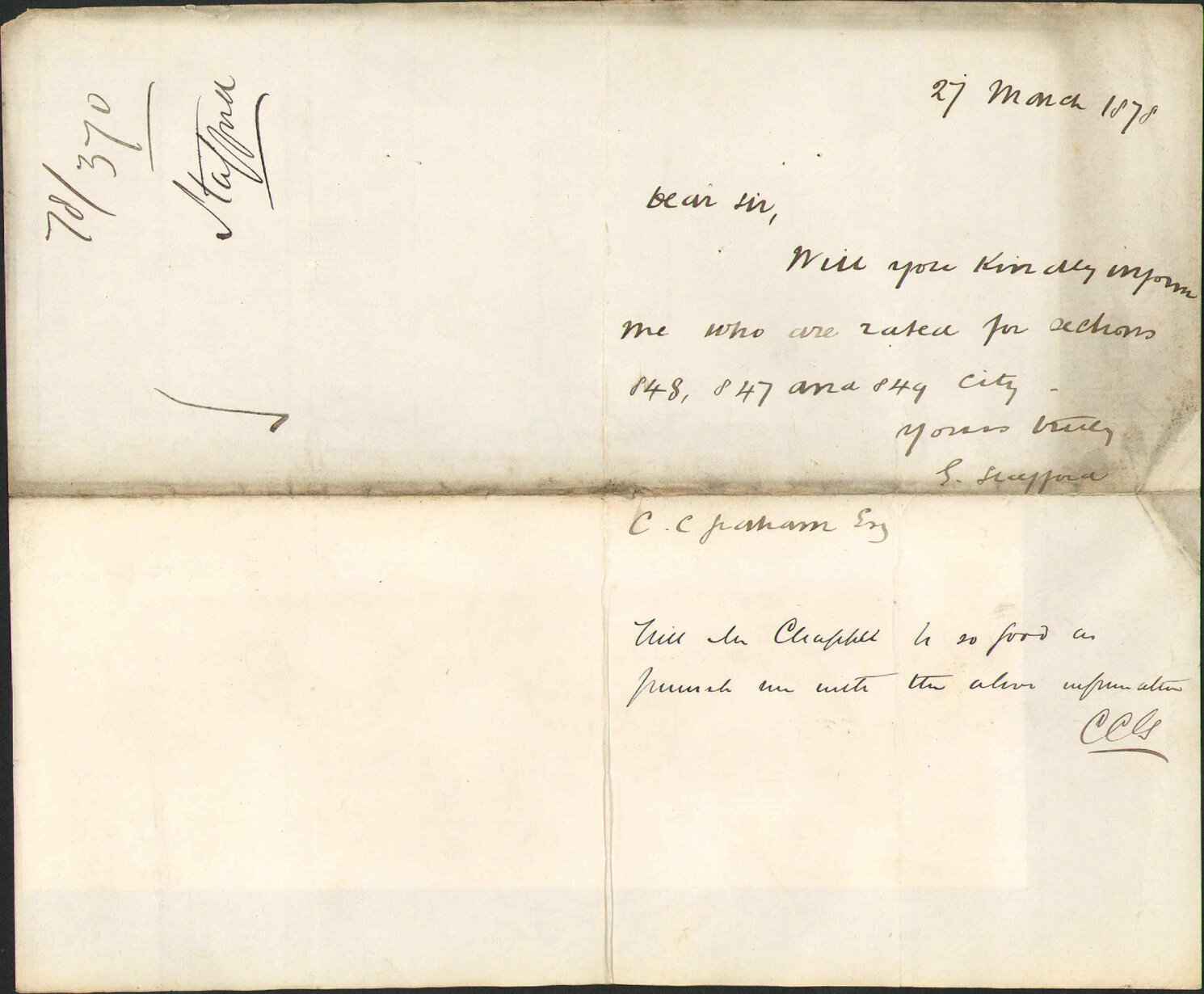 Re identify ratepayers Town Acres 848 and 849 - G Stafford