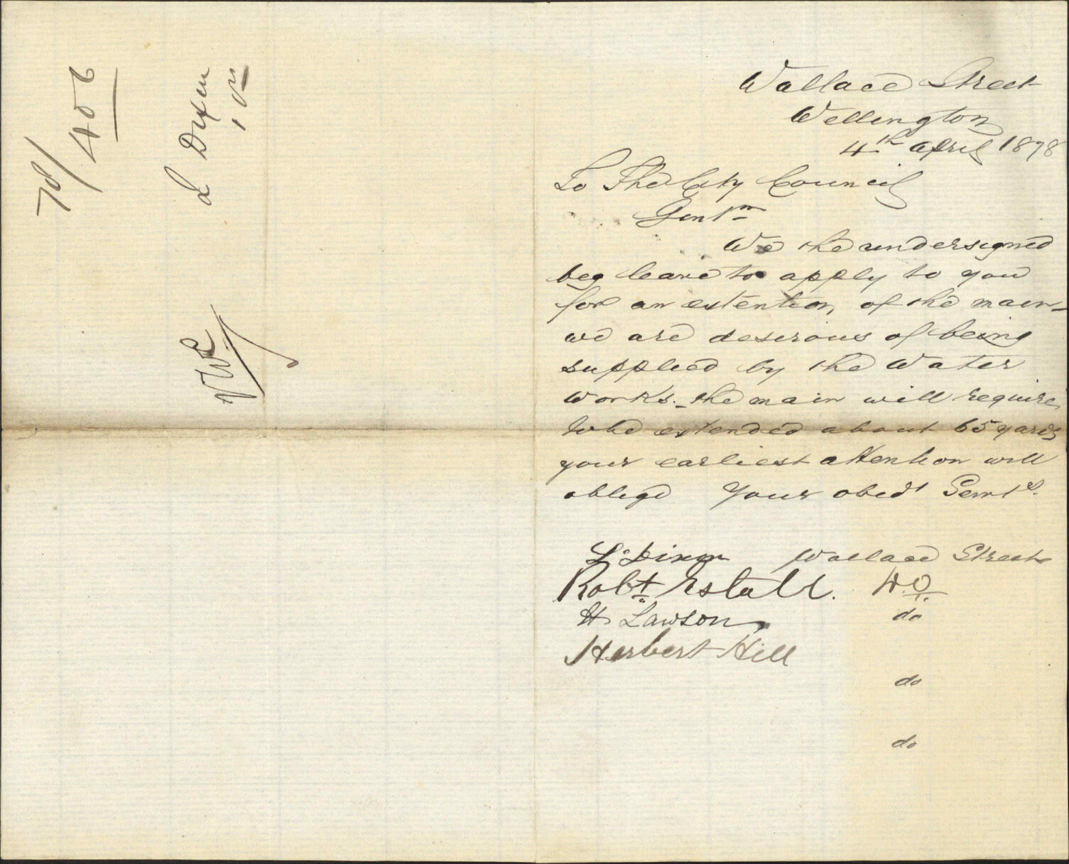 Re connection to water main - residents of Wallace Street