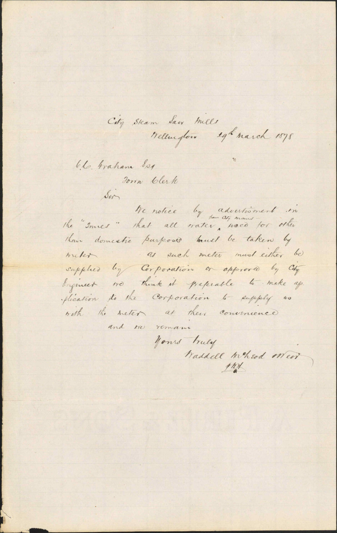 Re water by meter - Waddell McLeod and Weir