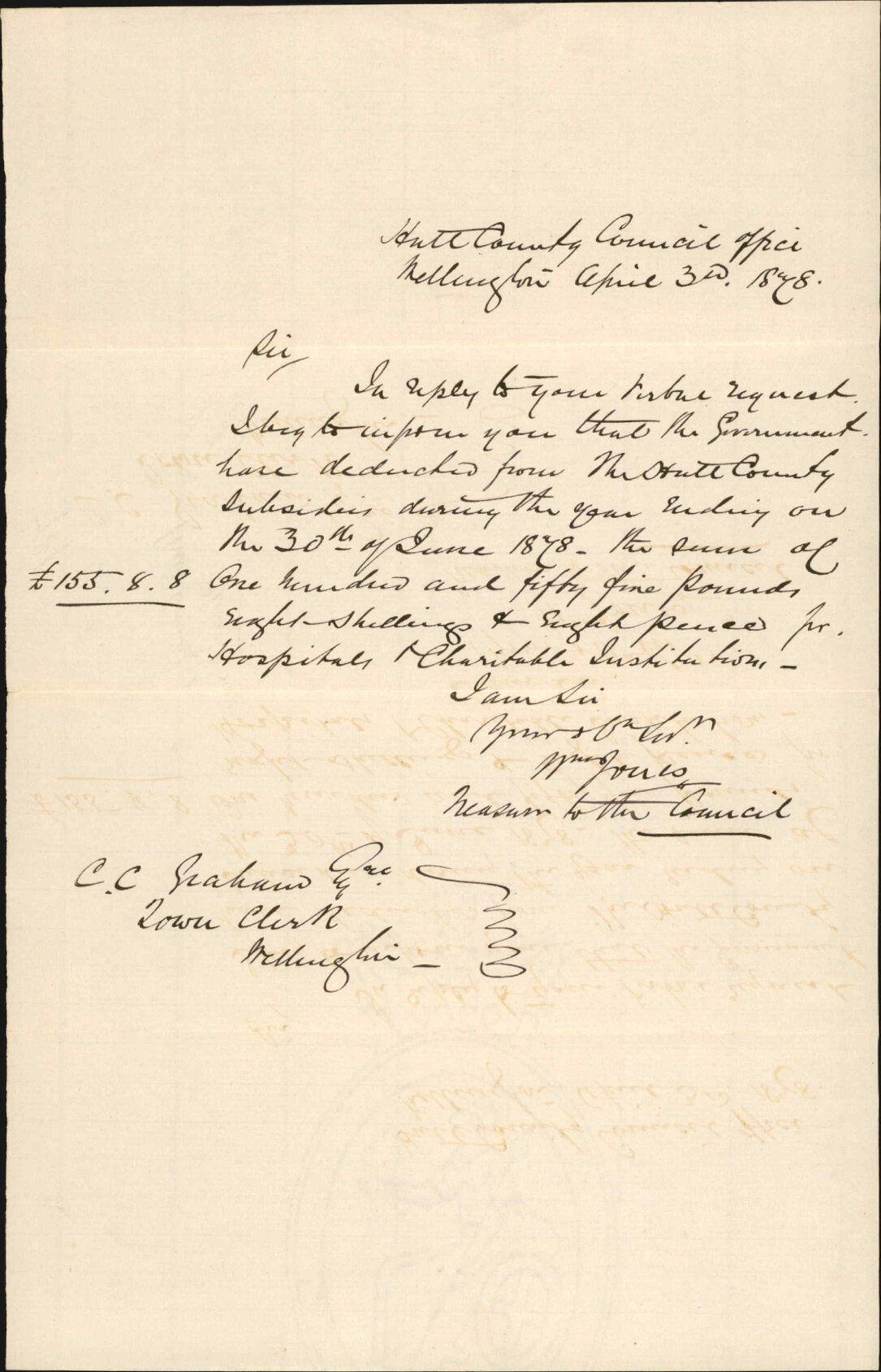 Re subsidies deducted by Government - Hutt County Council [HCC]