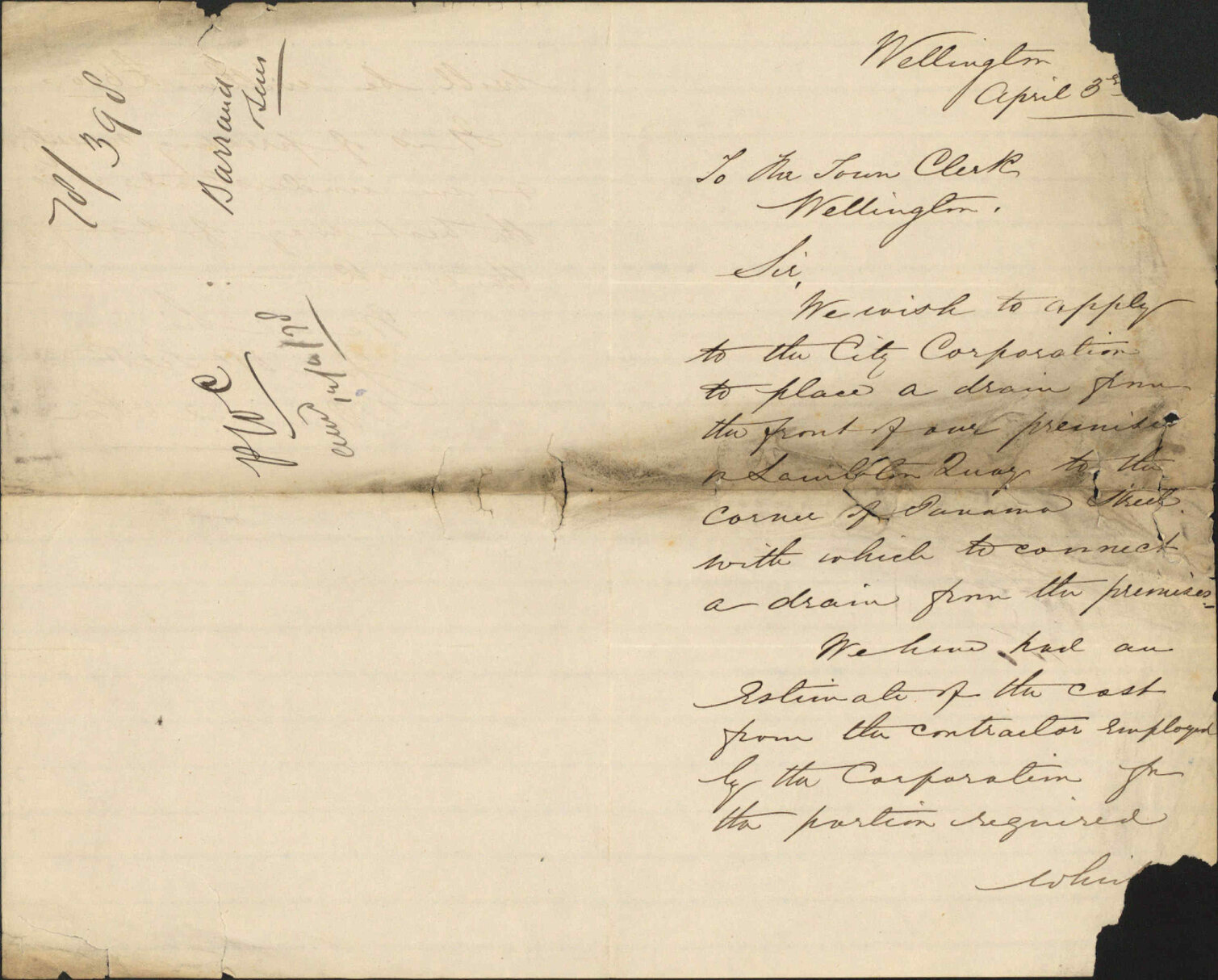 Re permission to lay drain Lambton Quay - Barrand and Son