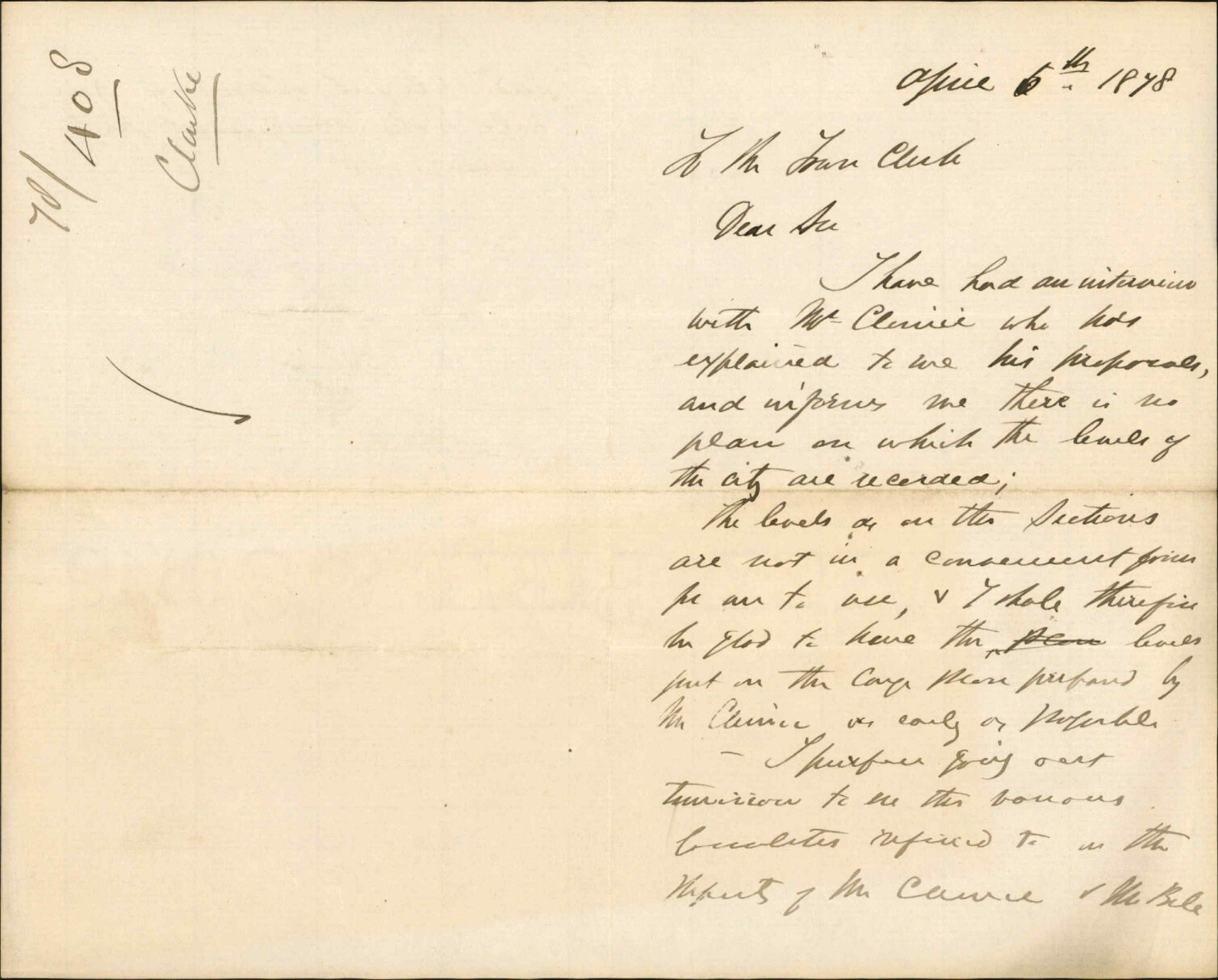 Re interview with Mr Climie, re levels of the city - W Clark