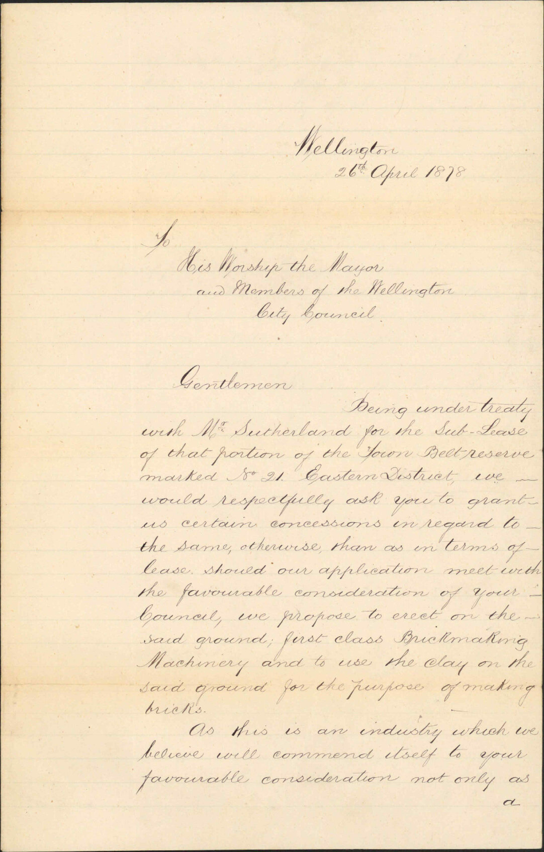 Re lease of Town Belt reserve - E B Garwin