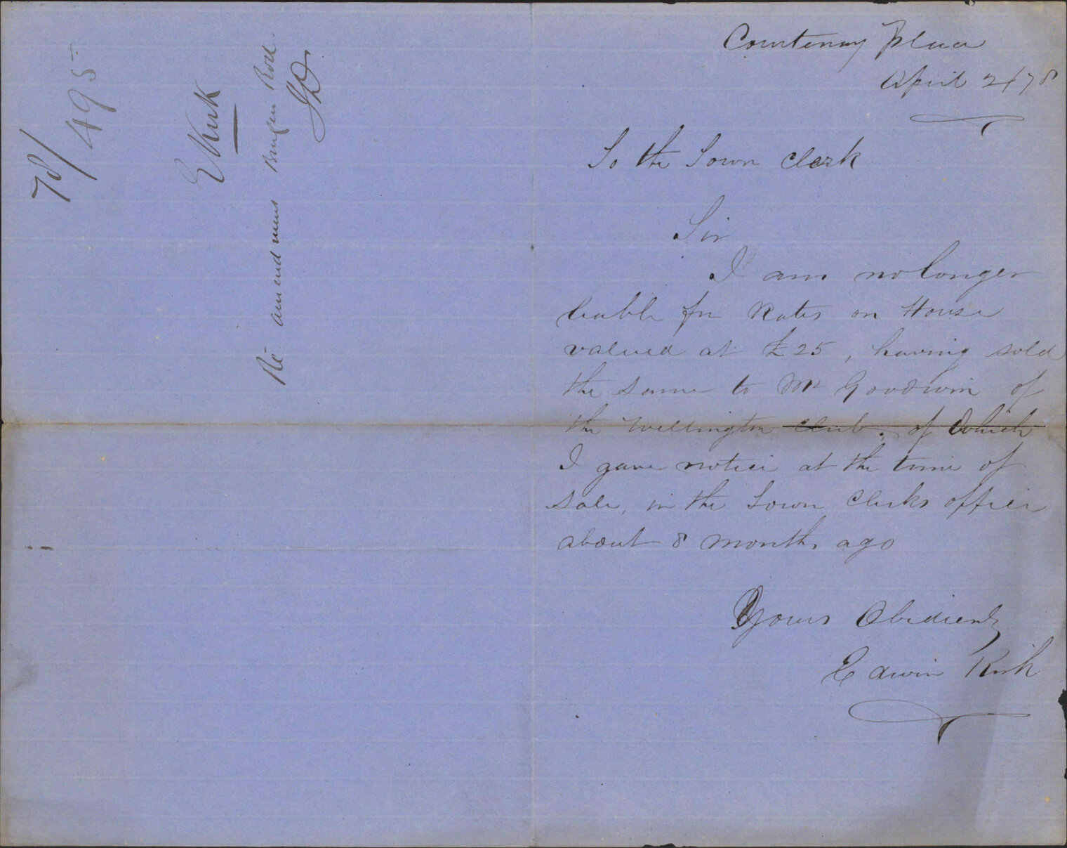 Re change of ownership of house - Edwin Kirk