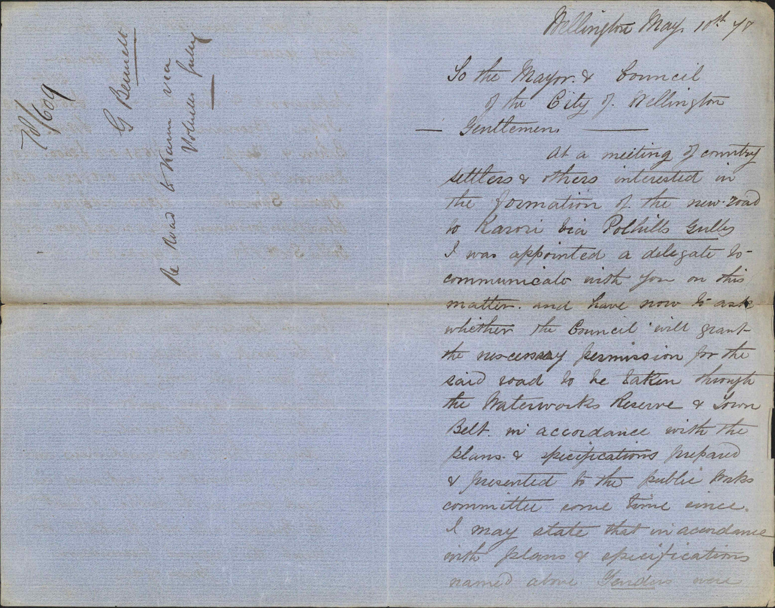 Re road to Karori through Polhill Gully - G Bennett