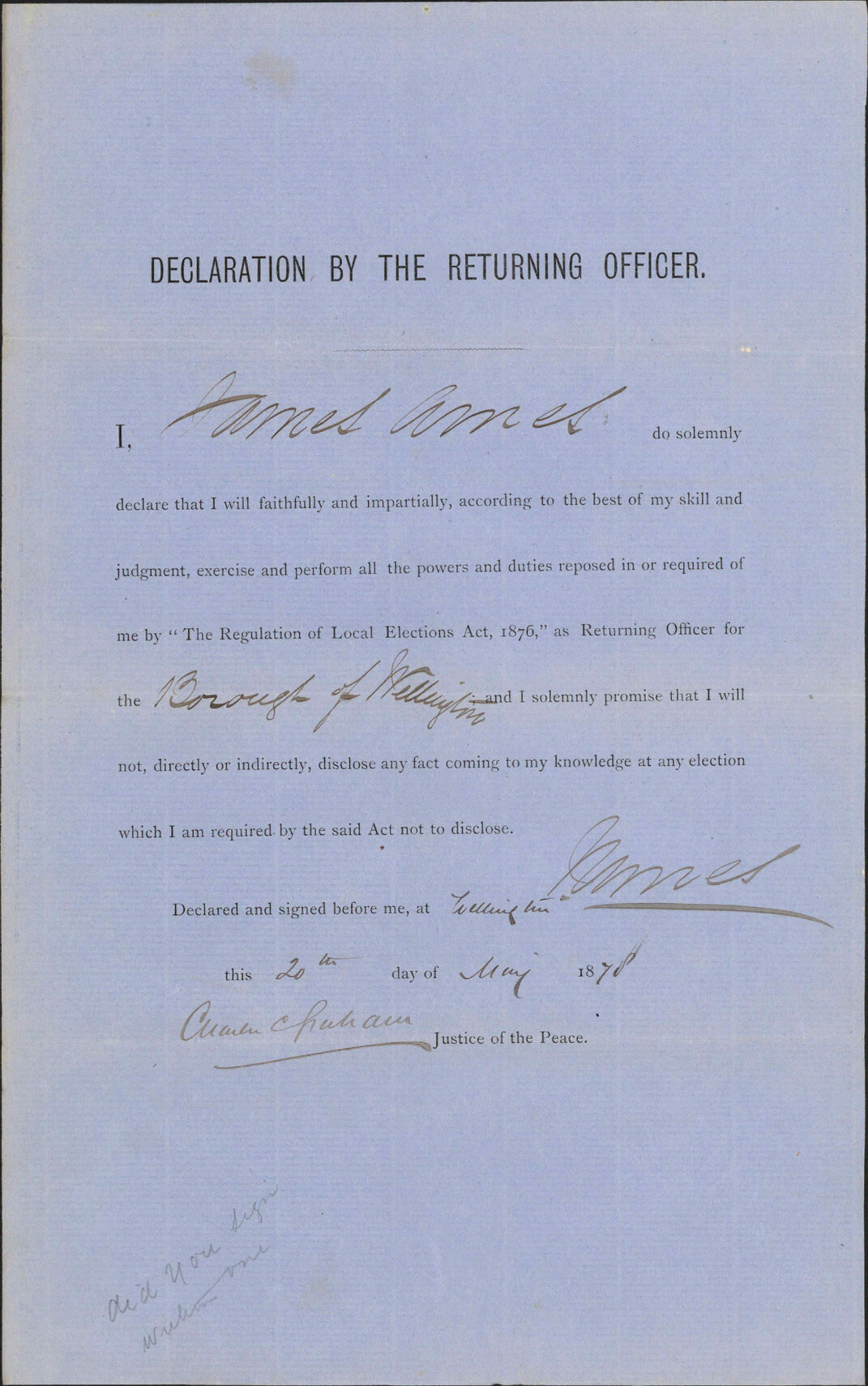 Re declaration as returning officer