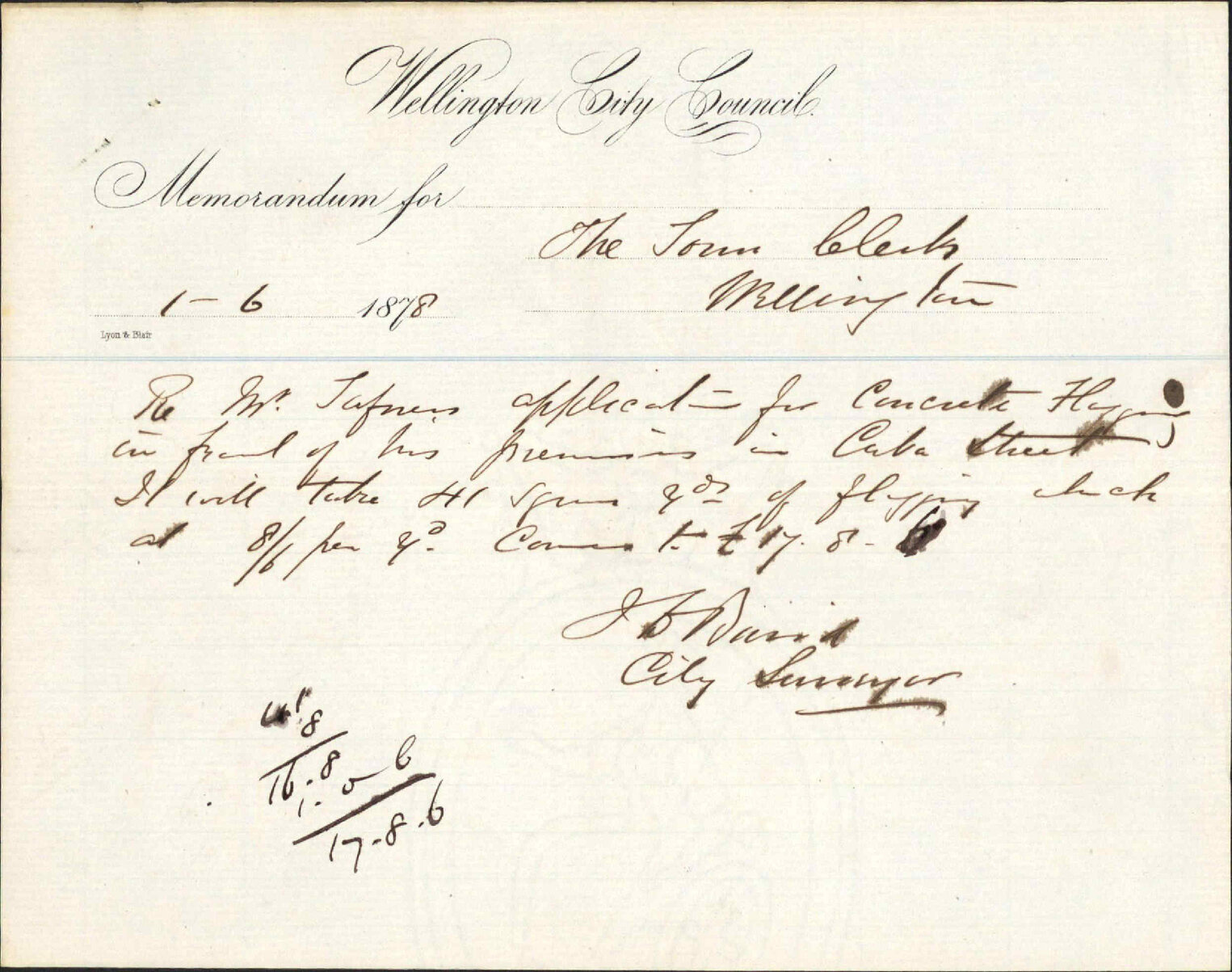 (1) Application for concrete flagging - Charles Tafner (2) Memo to Town Clerk re Mr Tafner's application for concrete flagging - City Surveyor