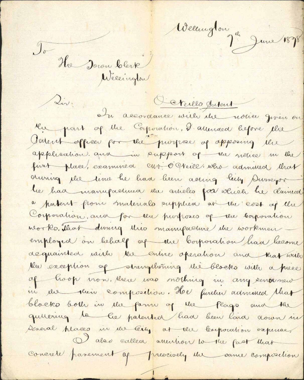 Re O'Neill's patent - City Solicitor