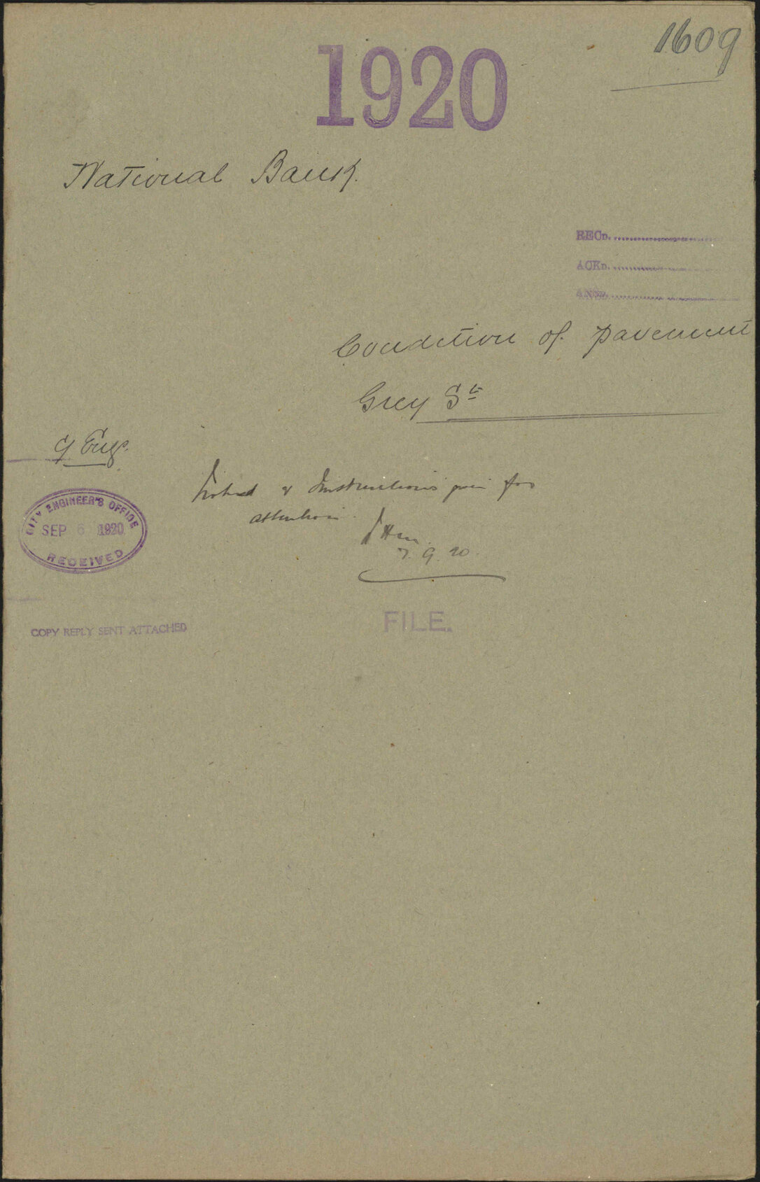 Condition of pavement, Grey Street - National Bank
