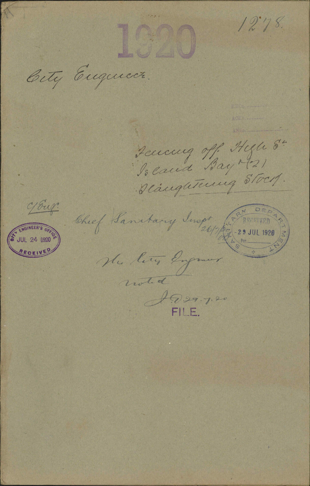 Fencing off High Street, Island Bay and (2) slaughtering stock - City Engineer