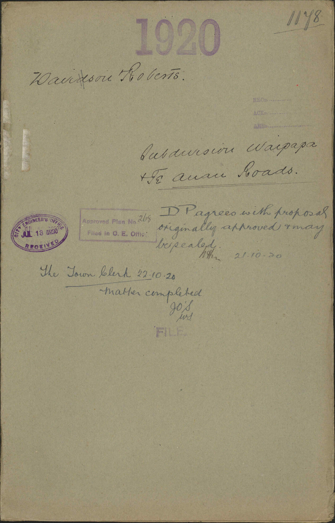 Subdivision, Waipapa and Te Anau Roads - Davison &amp; Roberts