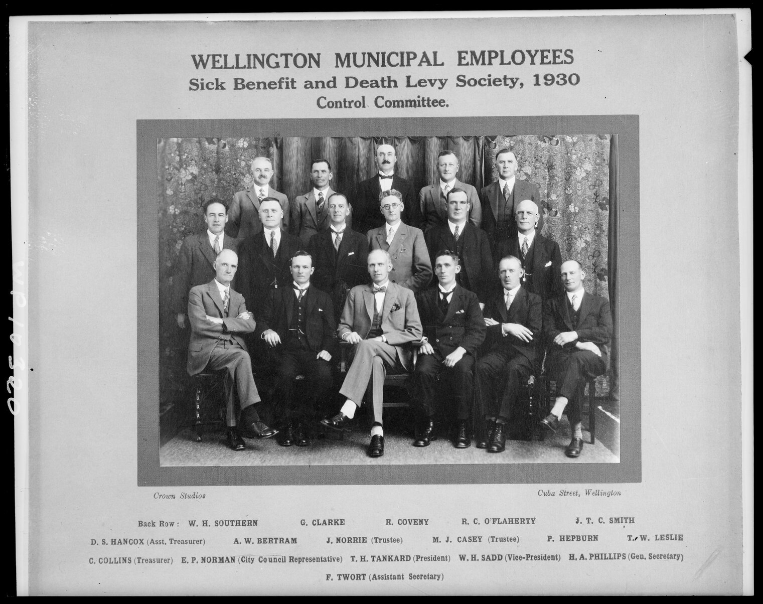 Wellington Municipal Employees, Sick and Benefit Levy Society, Control Committee