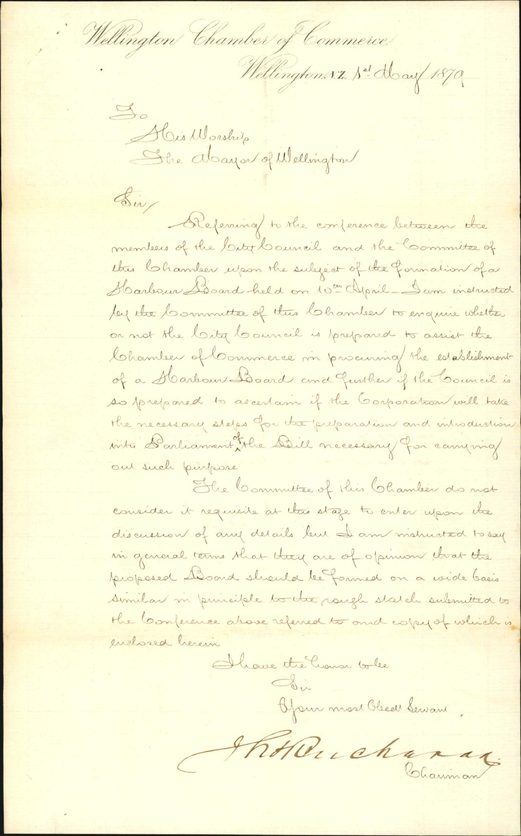 Re establishment of a Harbour Board - Wellington Chamber of Commerce