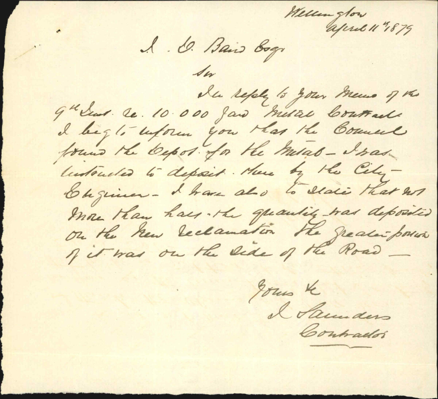 Re with accompanying letter from O'Malley re claim for damage through roading metal removal - City Surveyor