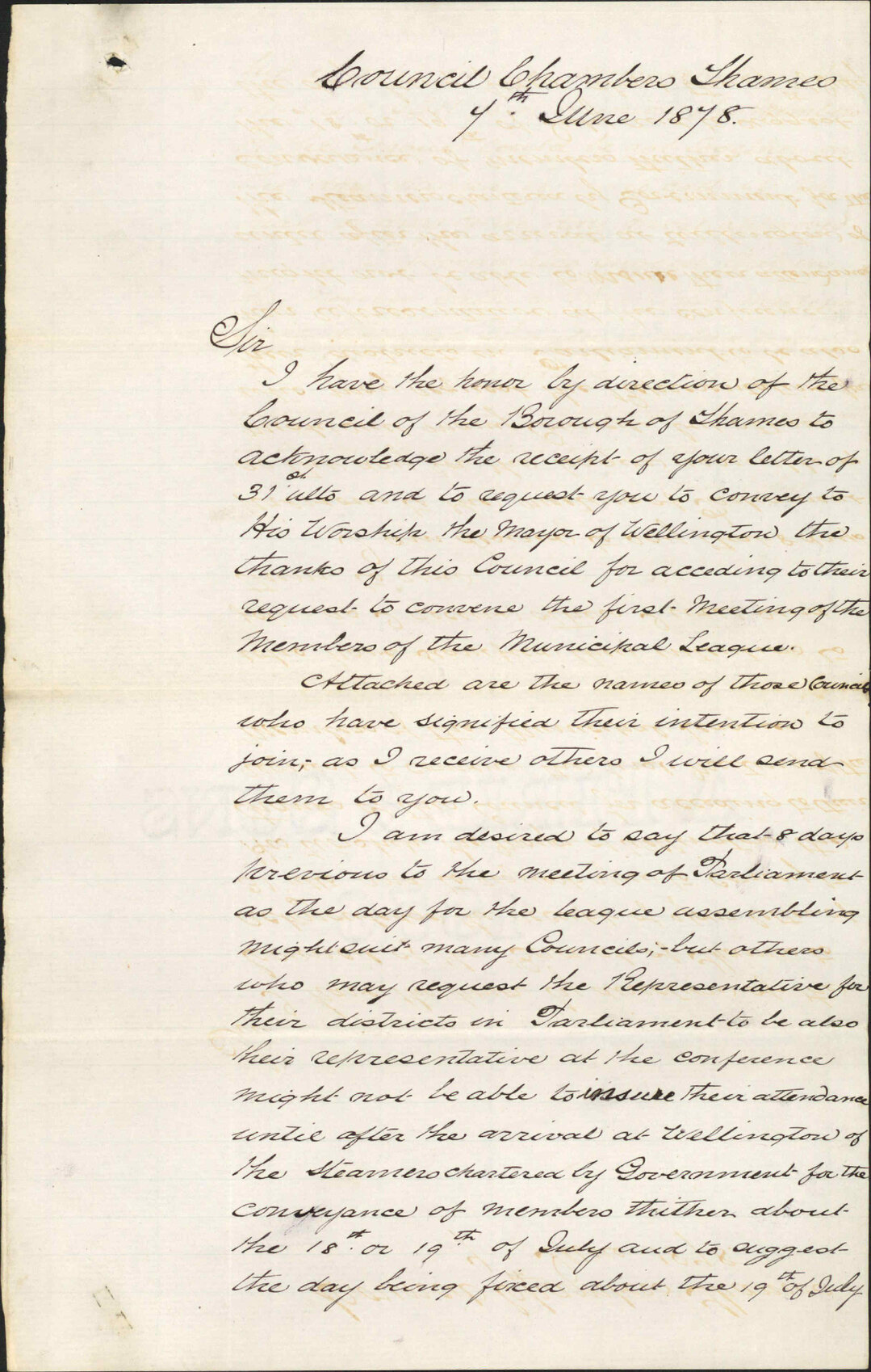 Re Municipal League - Town Clerk, Thames