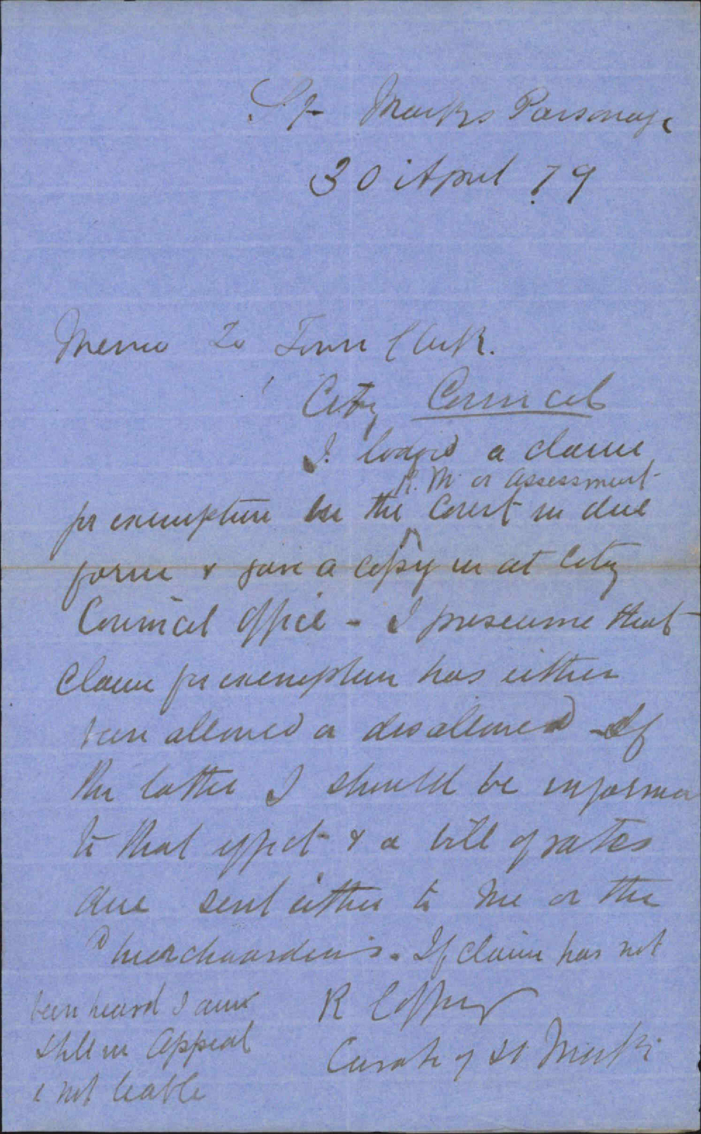 Re rates exemption - Rev A Copper, Church of St Mark