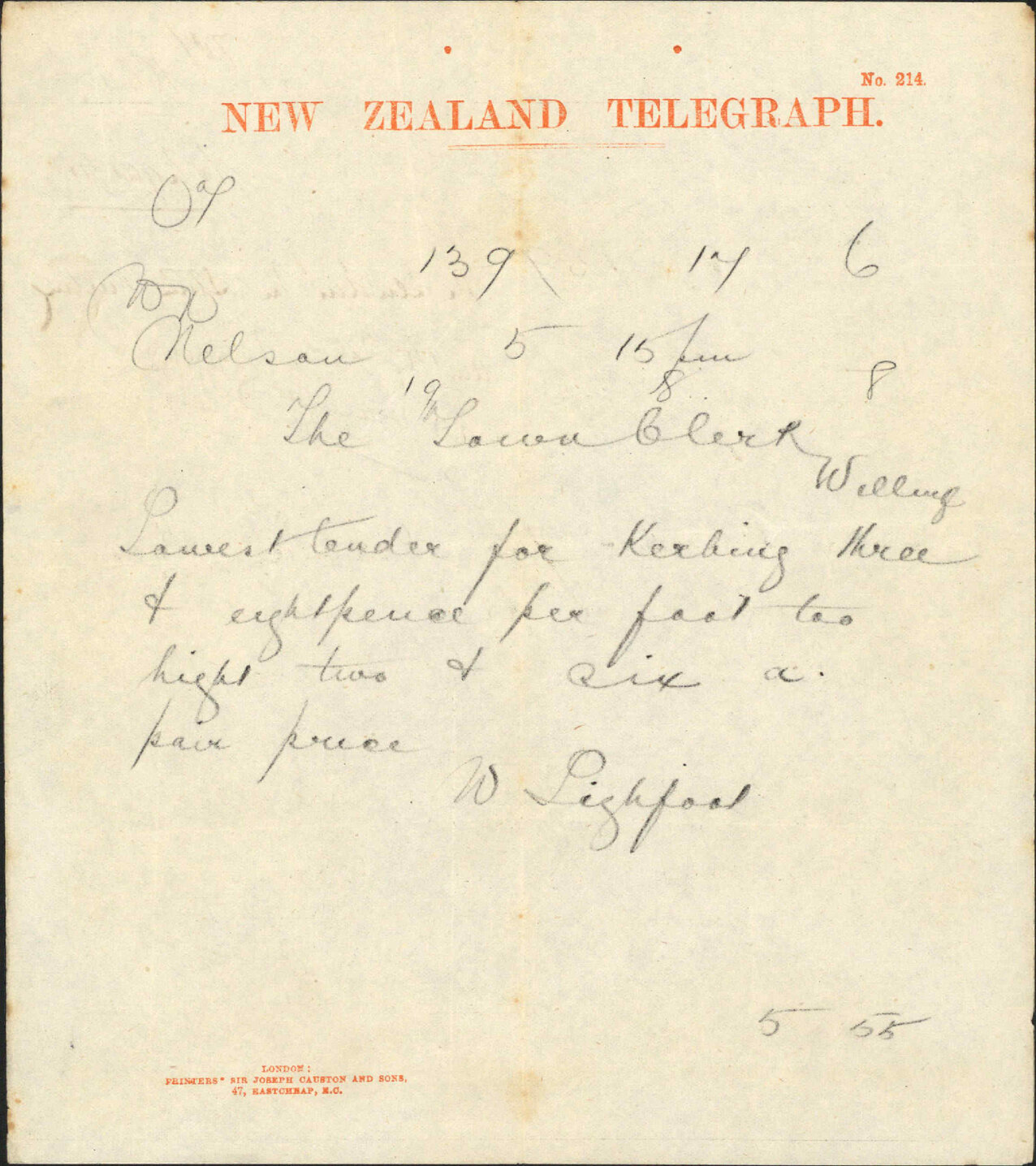 Re tender for kerbing - W Lightfoot