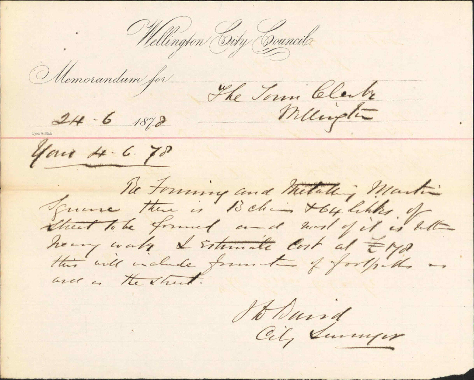 Re memo to Town Clerk re forming and metalling Martin Square - City Surveyor