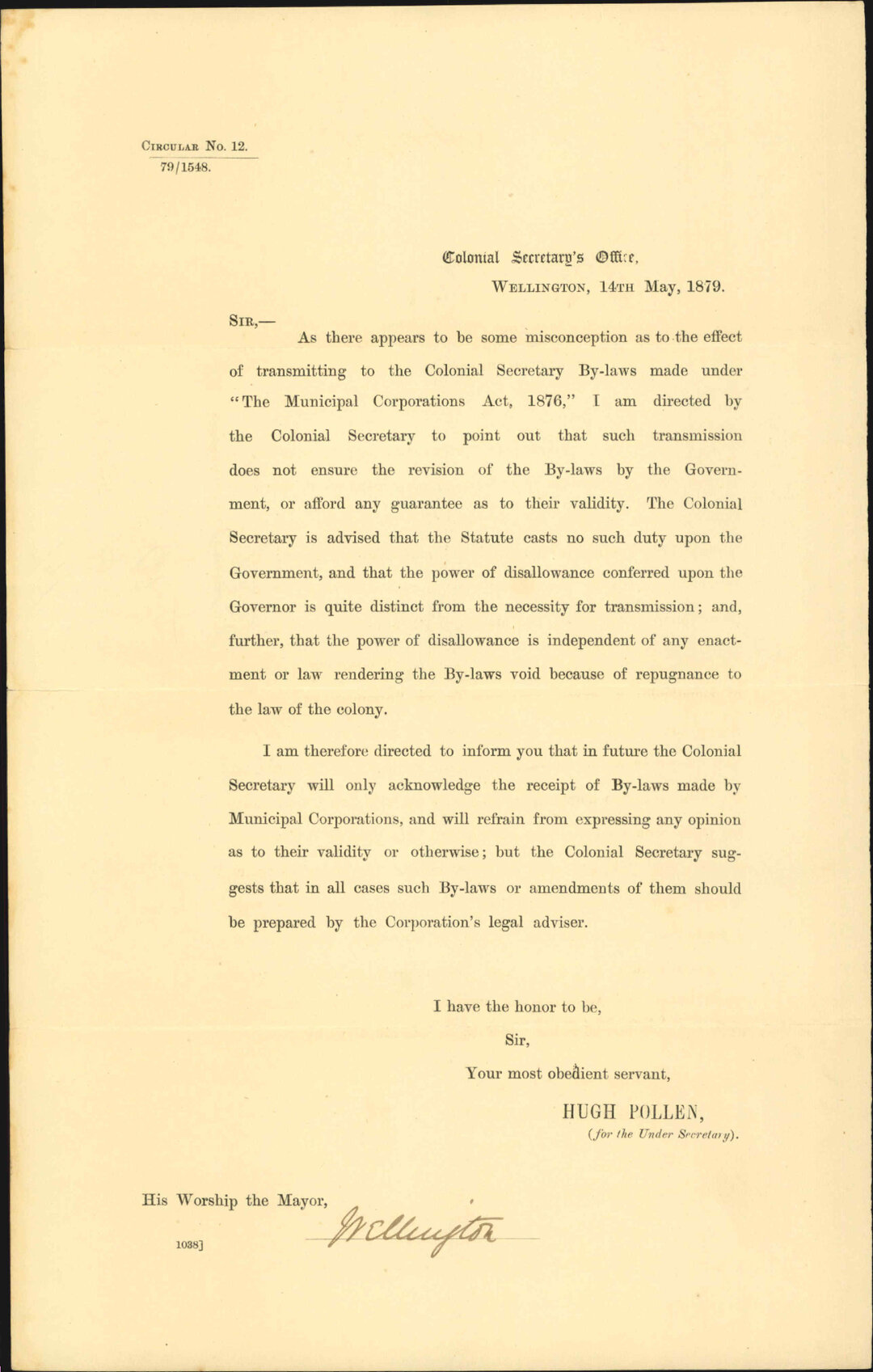 Re legal validity of local body bylaws - Colonial Secretary's Office