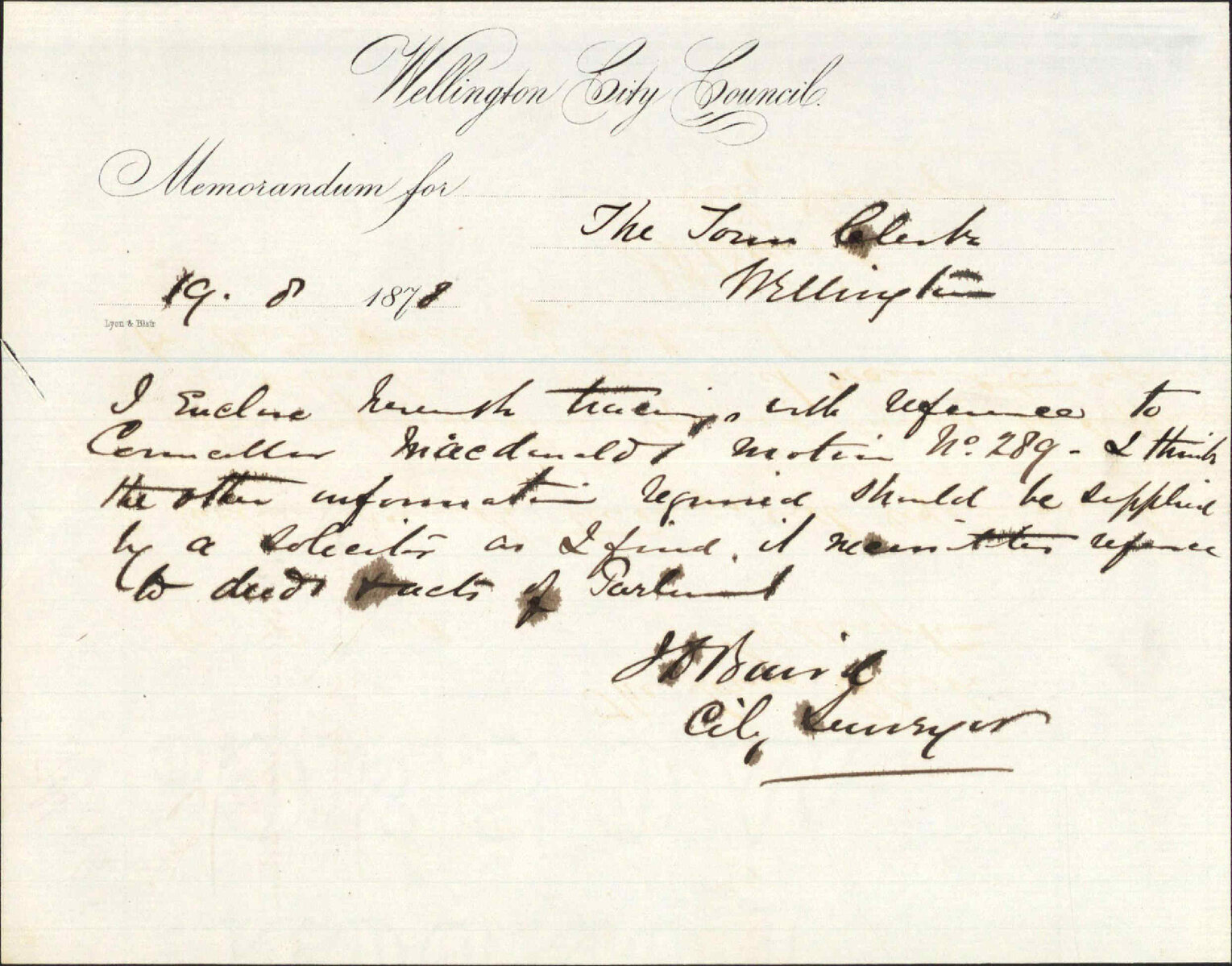 Re memo to Town Clerk re Councillor MacDonald's return on Municipal Reserves - City Surveyor