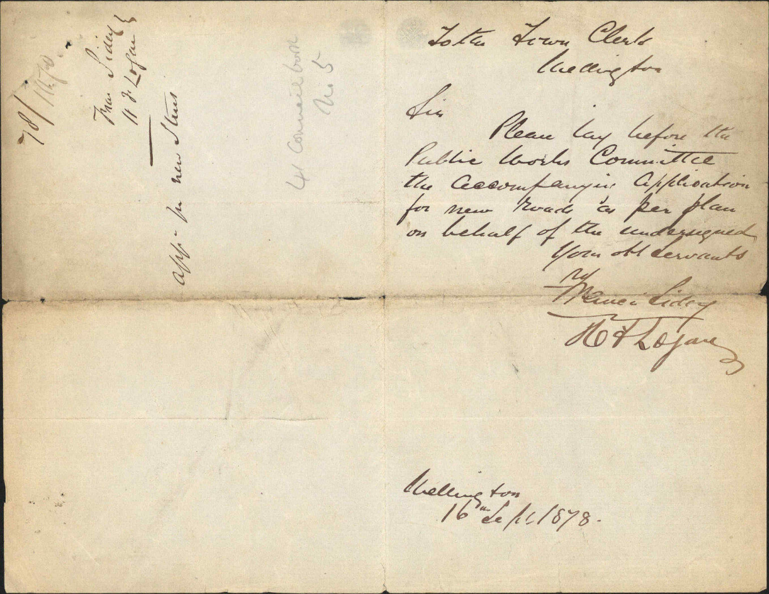Re application for new road - HF Logan, Mr Sidey