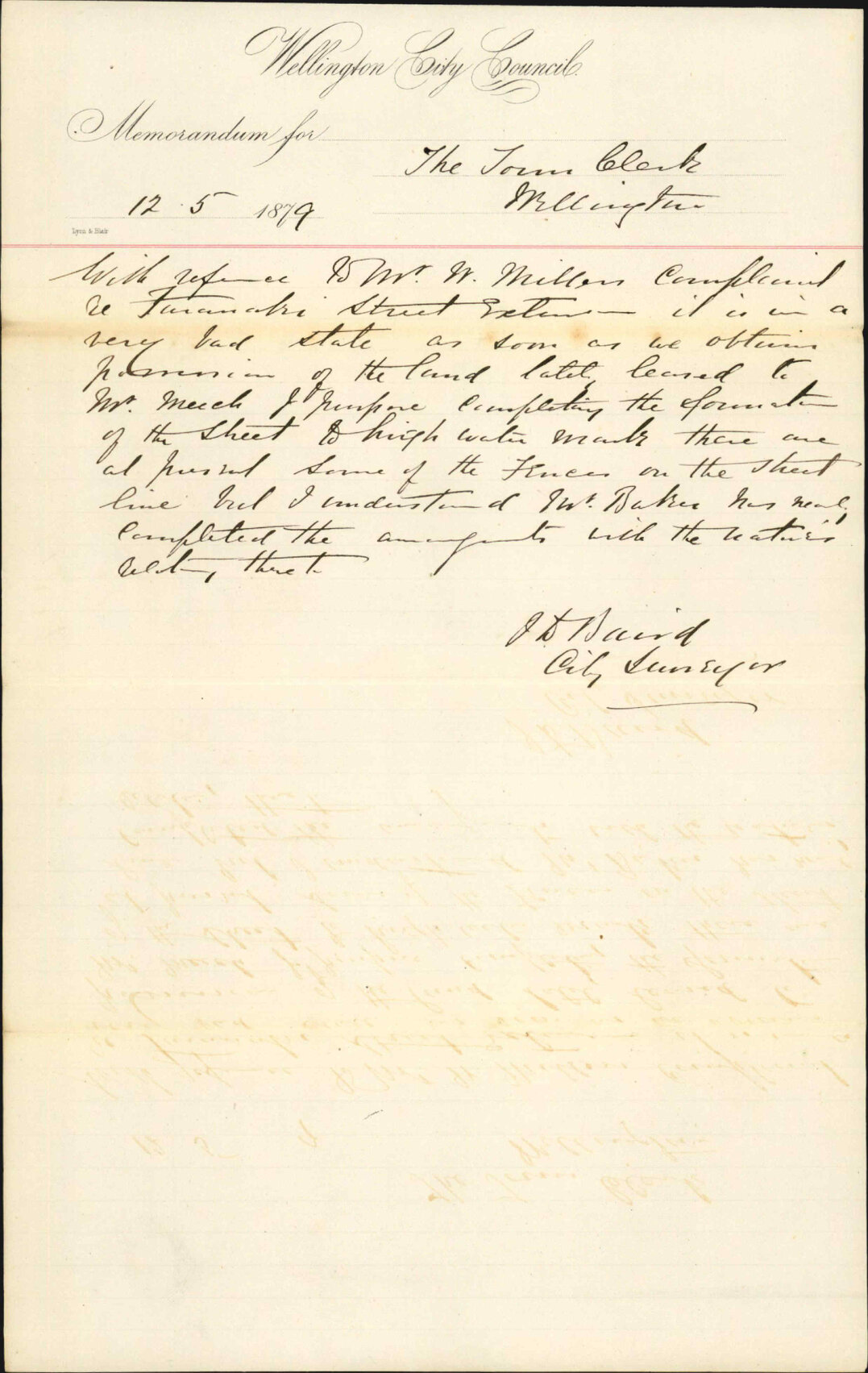 Re condition of Taranaki Street - City Surveyor (see 1879/1878)