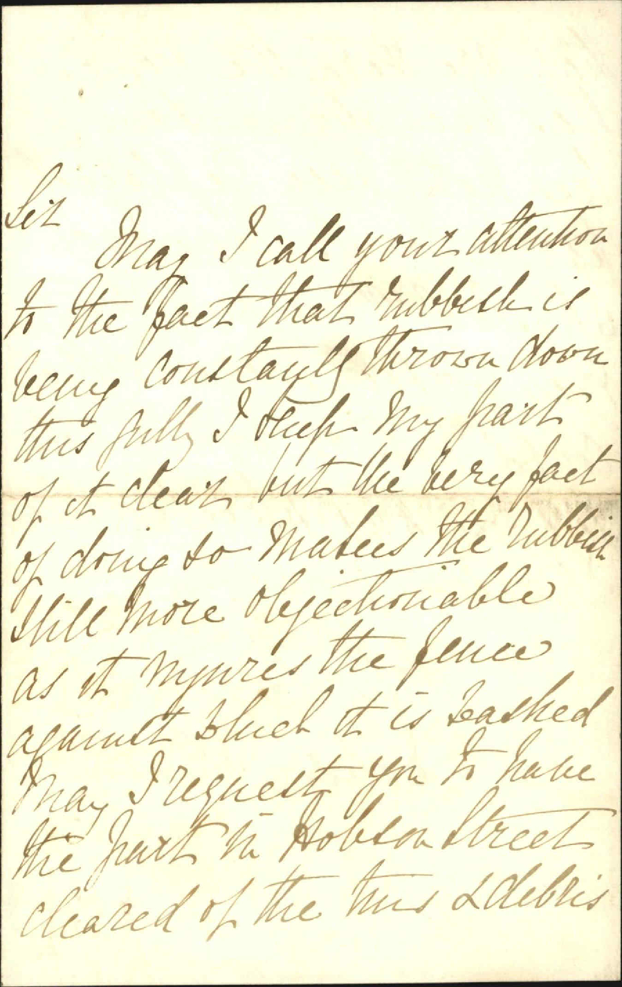 Re condition of Hobson Street