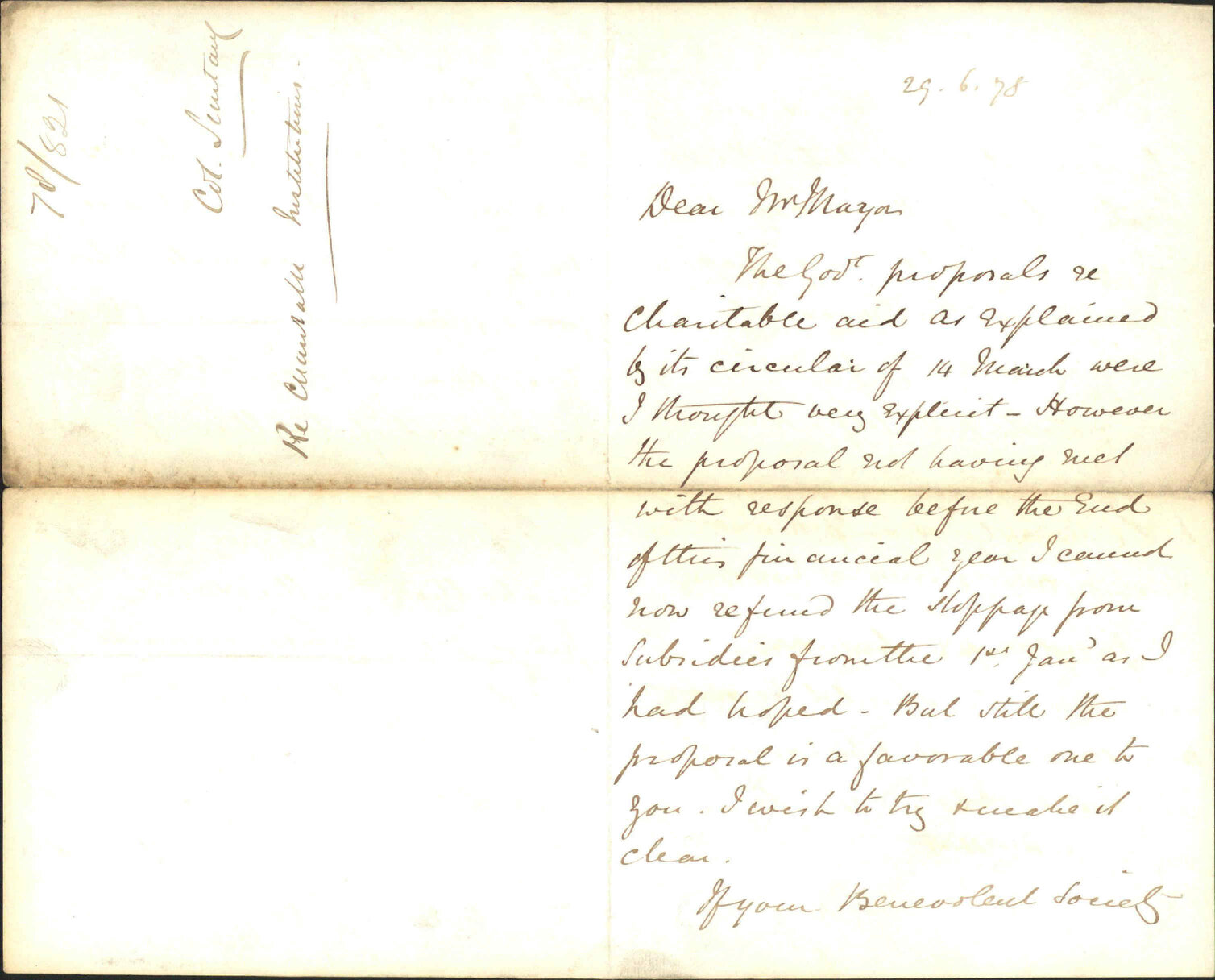 Re Charitable Aid/Institutions - Colonial Secretary