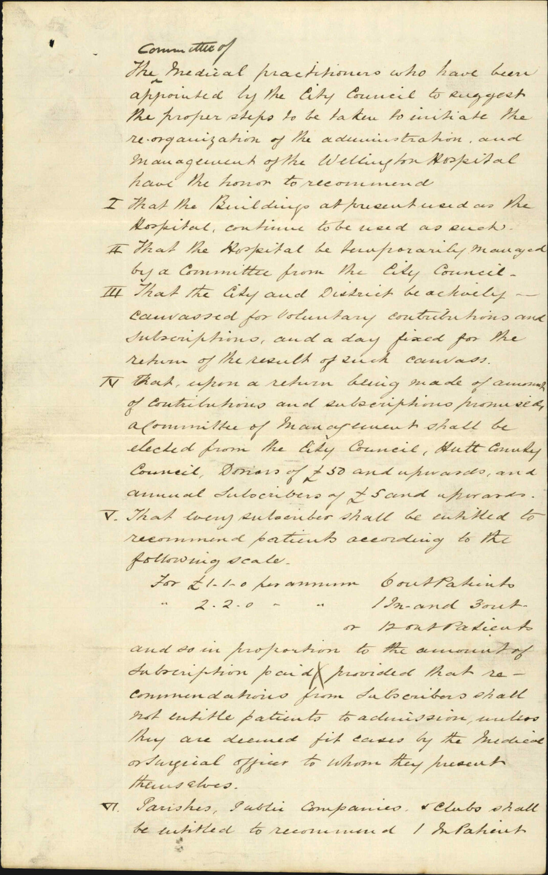 Re administration of Wellington Hospital - Dr Johnston