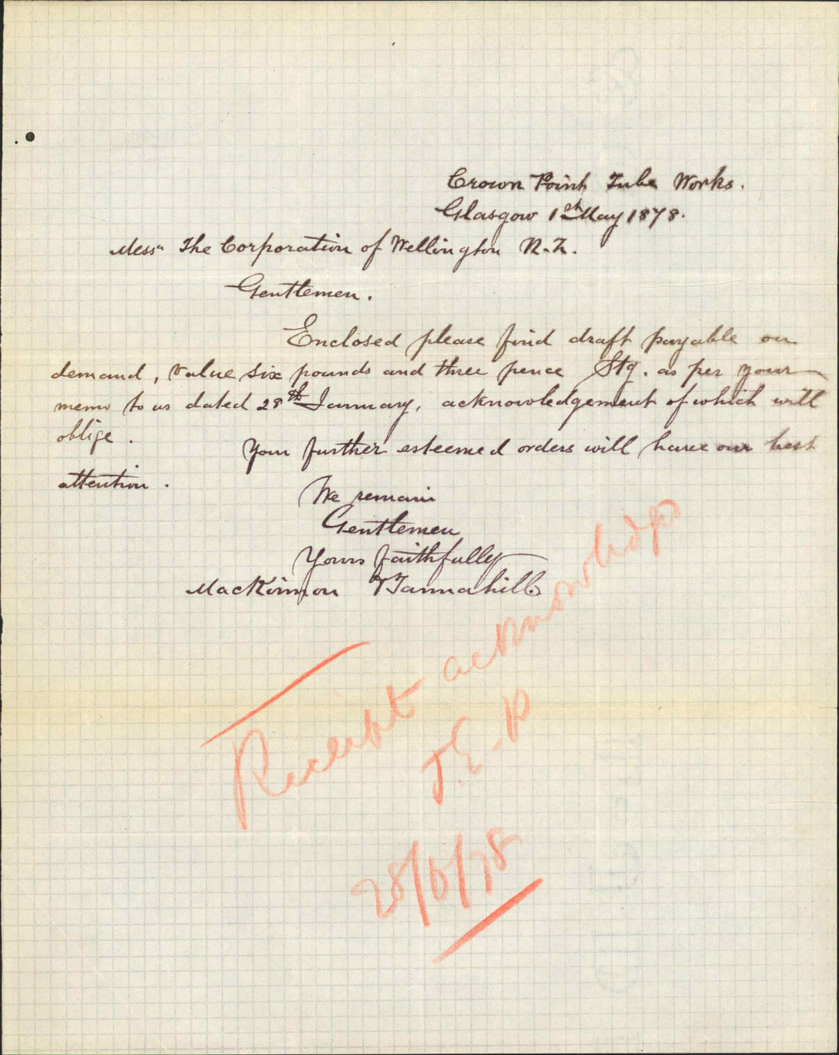 Re payment - MacKinnon and Tannahill