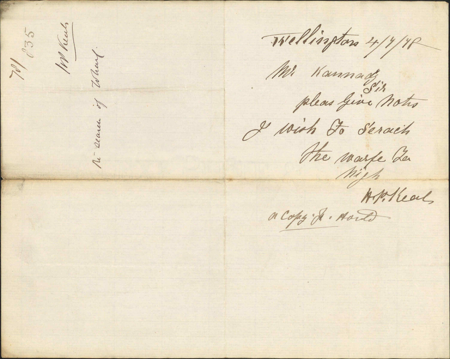 Re search of wharf - A P Keats