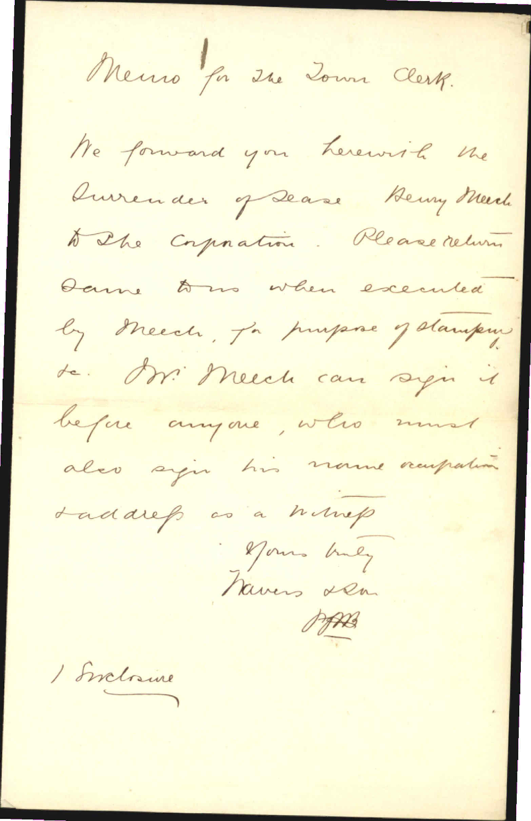 Re request for lease details of Henry Meech - City Solicitor