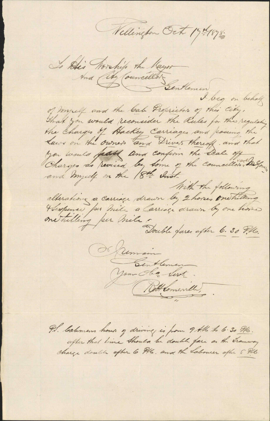 Asking for change in hackney carriage bylaws - R Somerville