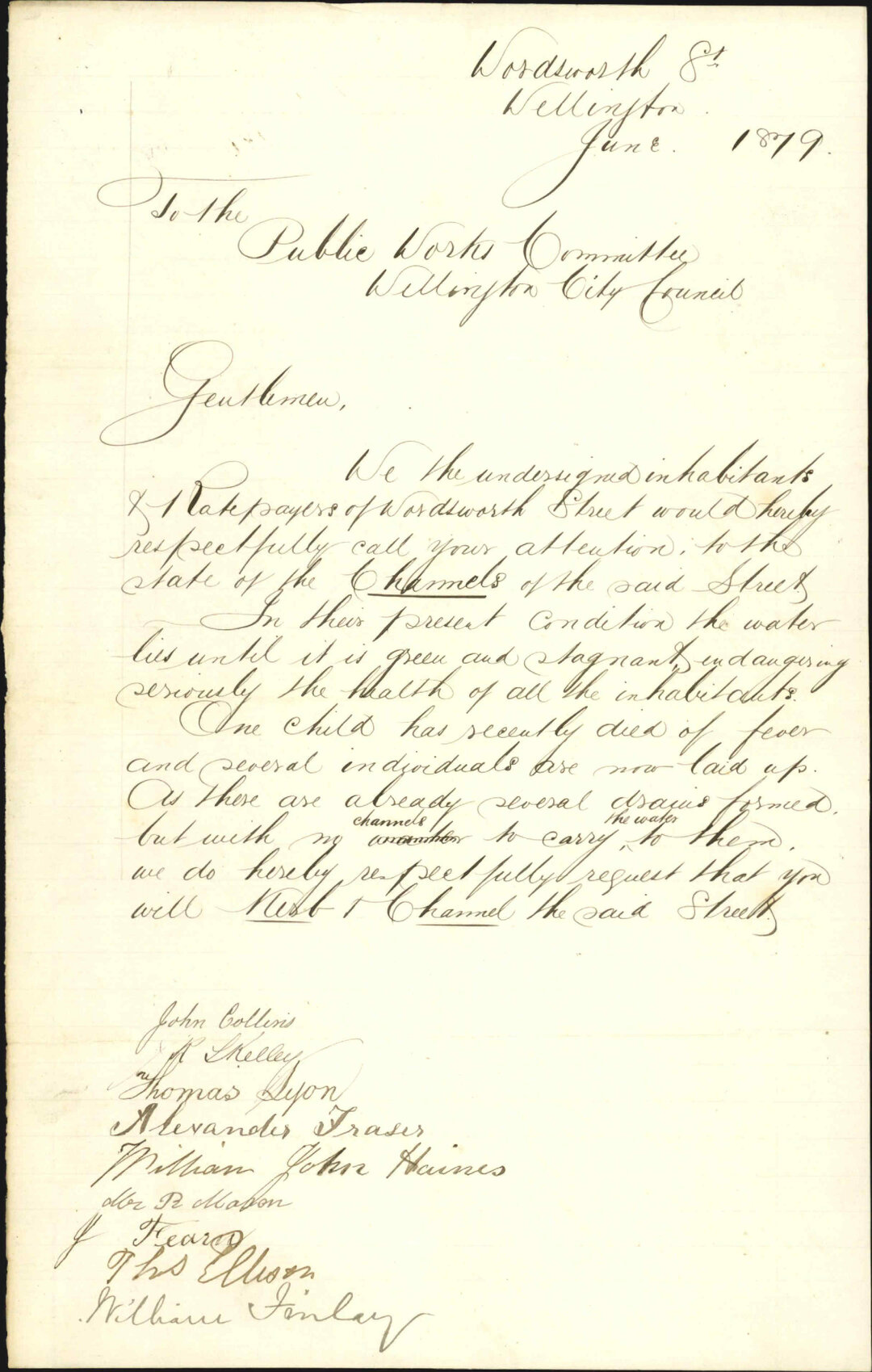 Petition requesting that road off Wordsworth Street be improved