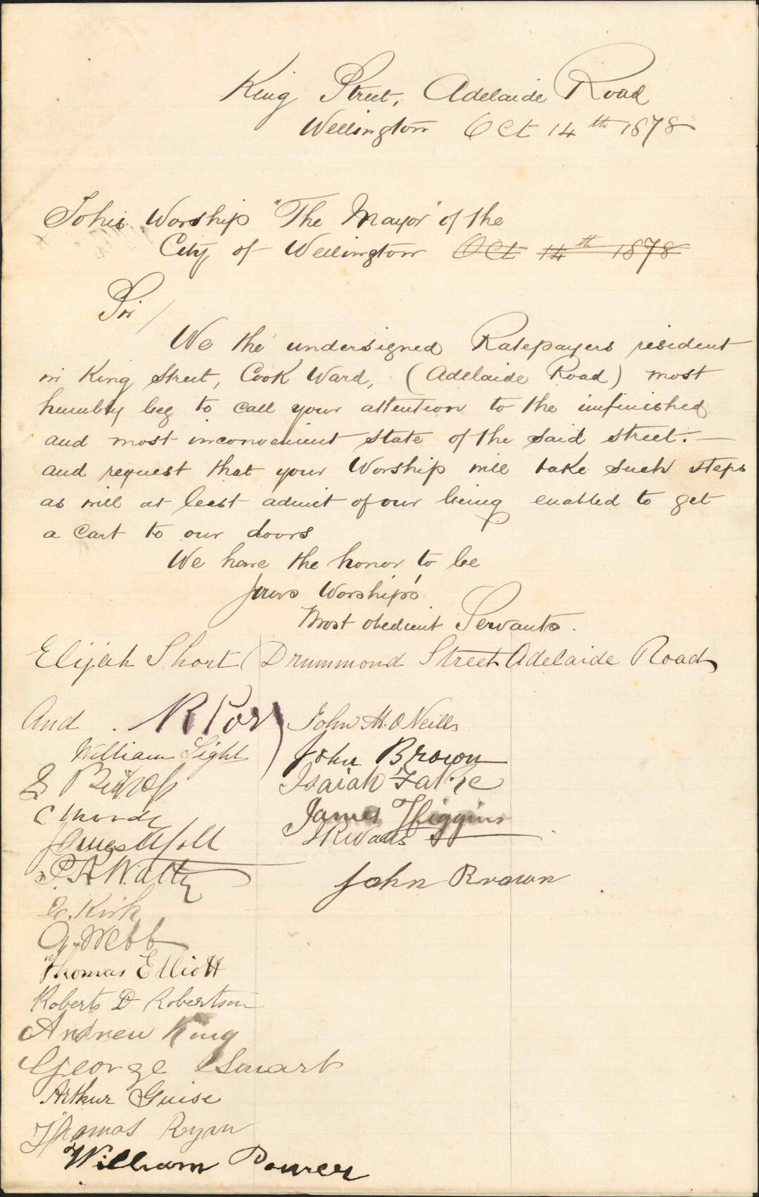 Re petition asking for work on King Street - residents, King Street