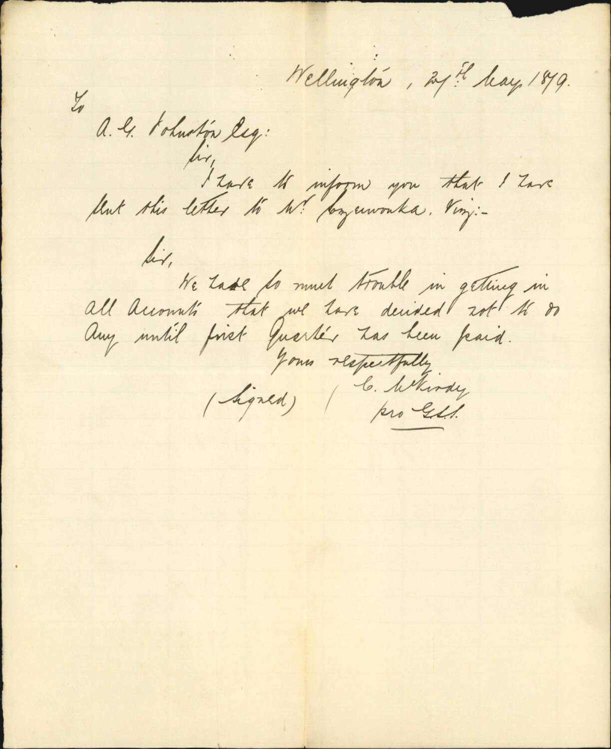 Memo and letter from Mr McKirdy the night-soil collector re letter from Germonker - Inspector of Nuisances (18791933)