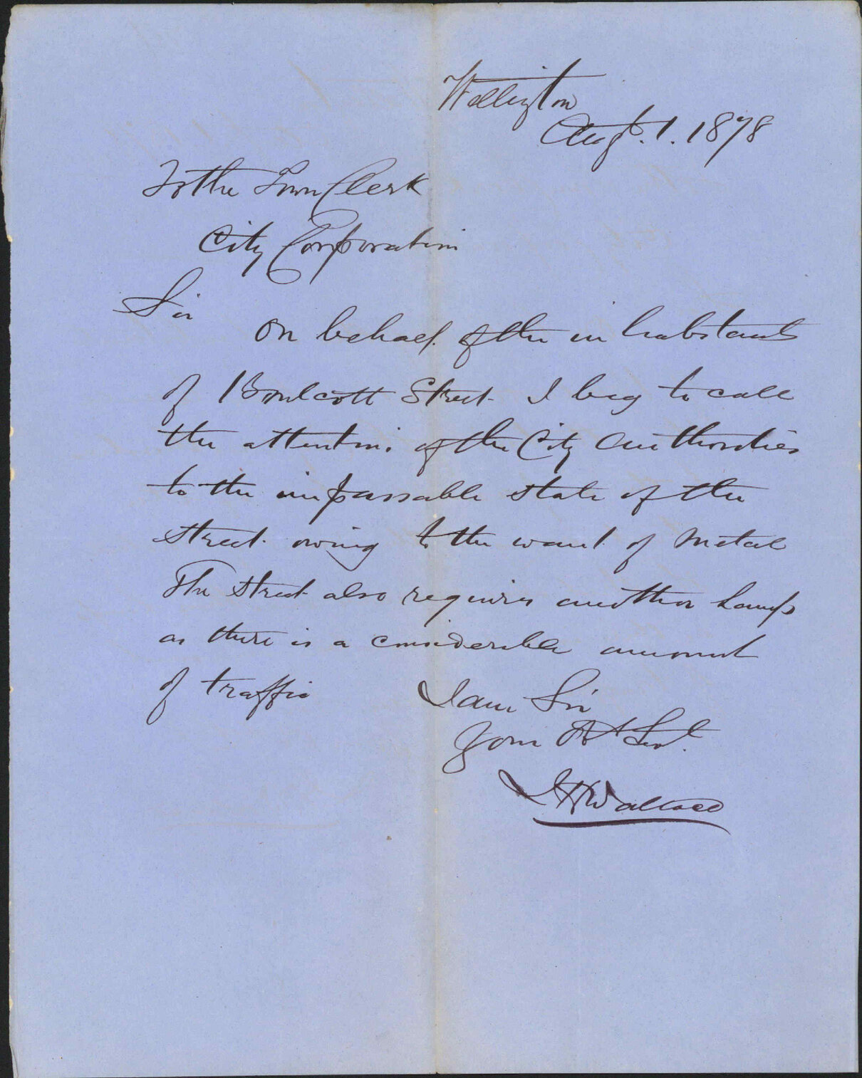 Re state of Boulcott Street - J H Wallace